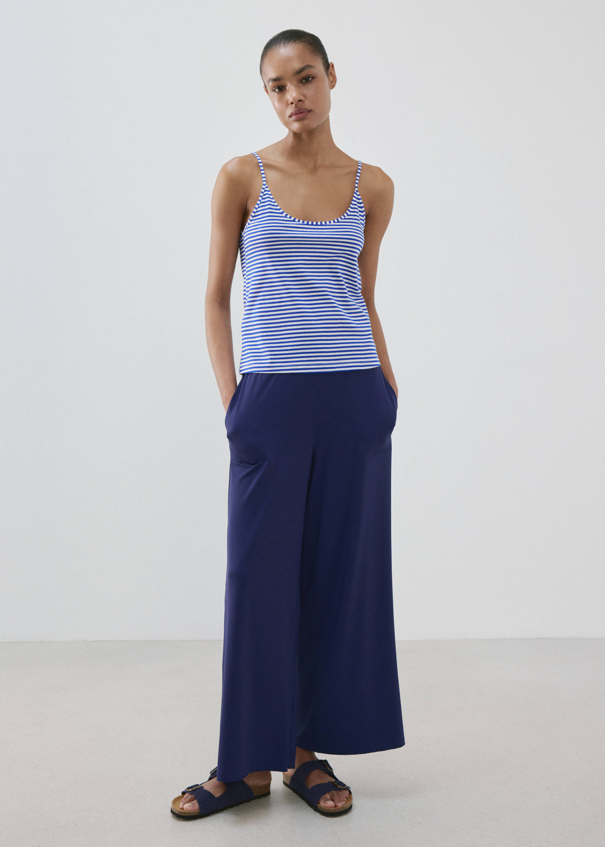 Woven stripe cotton top - General plane