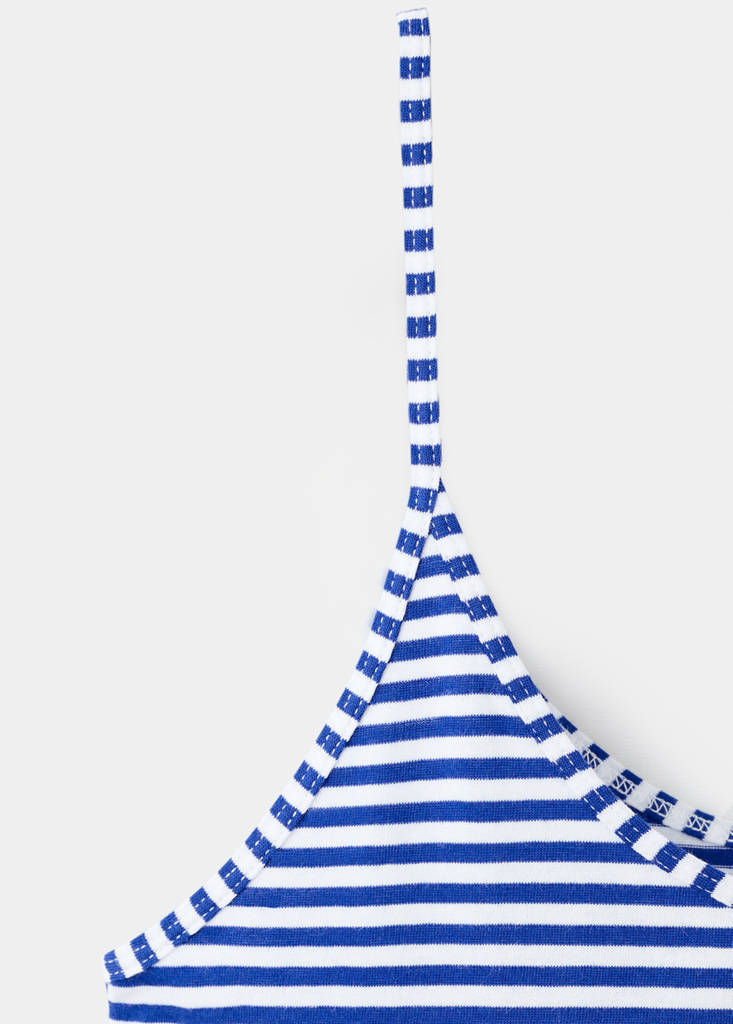 Woven stripe cotton top — Blue