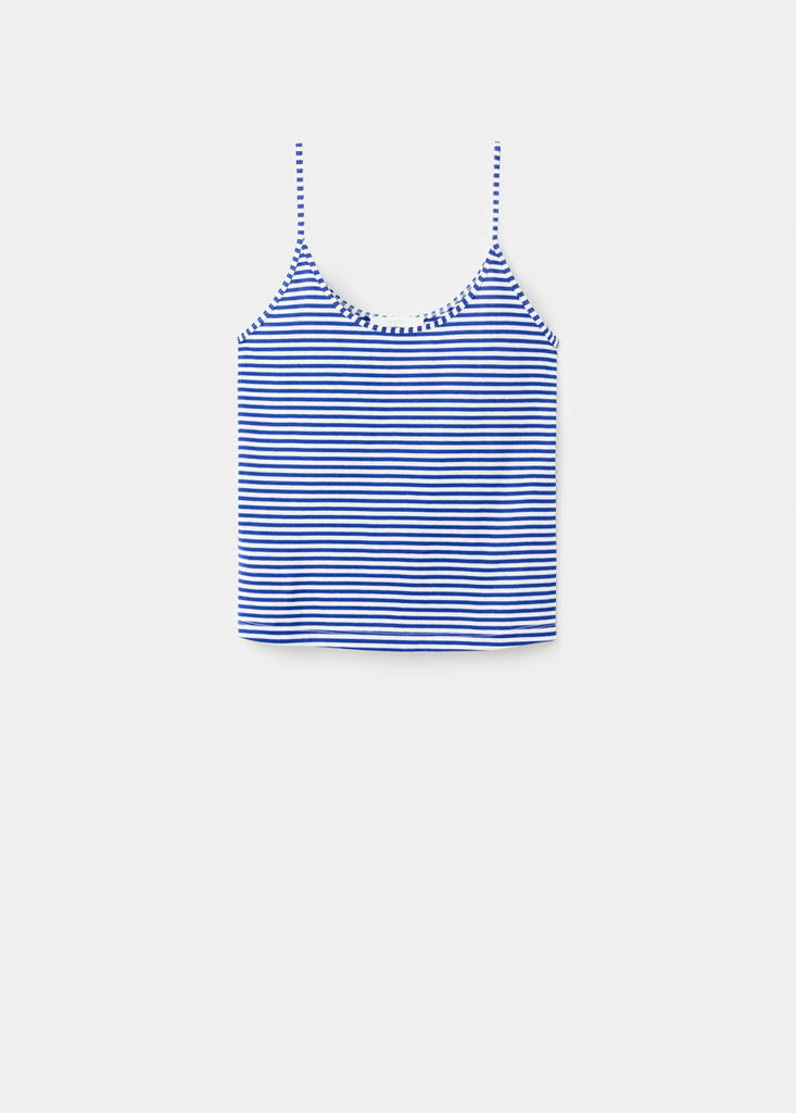 Woven stripe cotton top — Blue