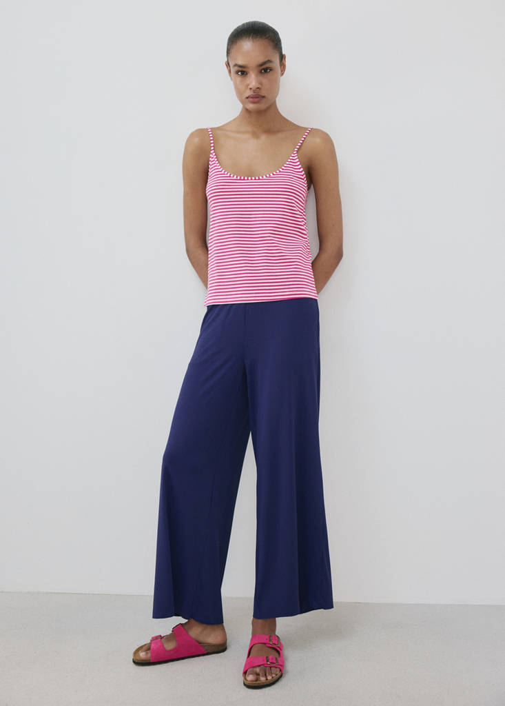 Woven stripe cotton top — Fuchsia