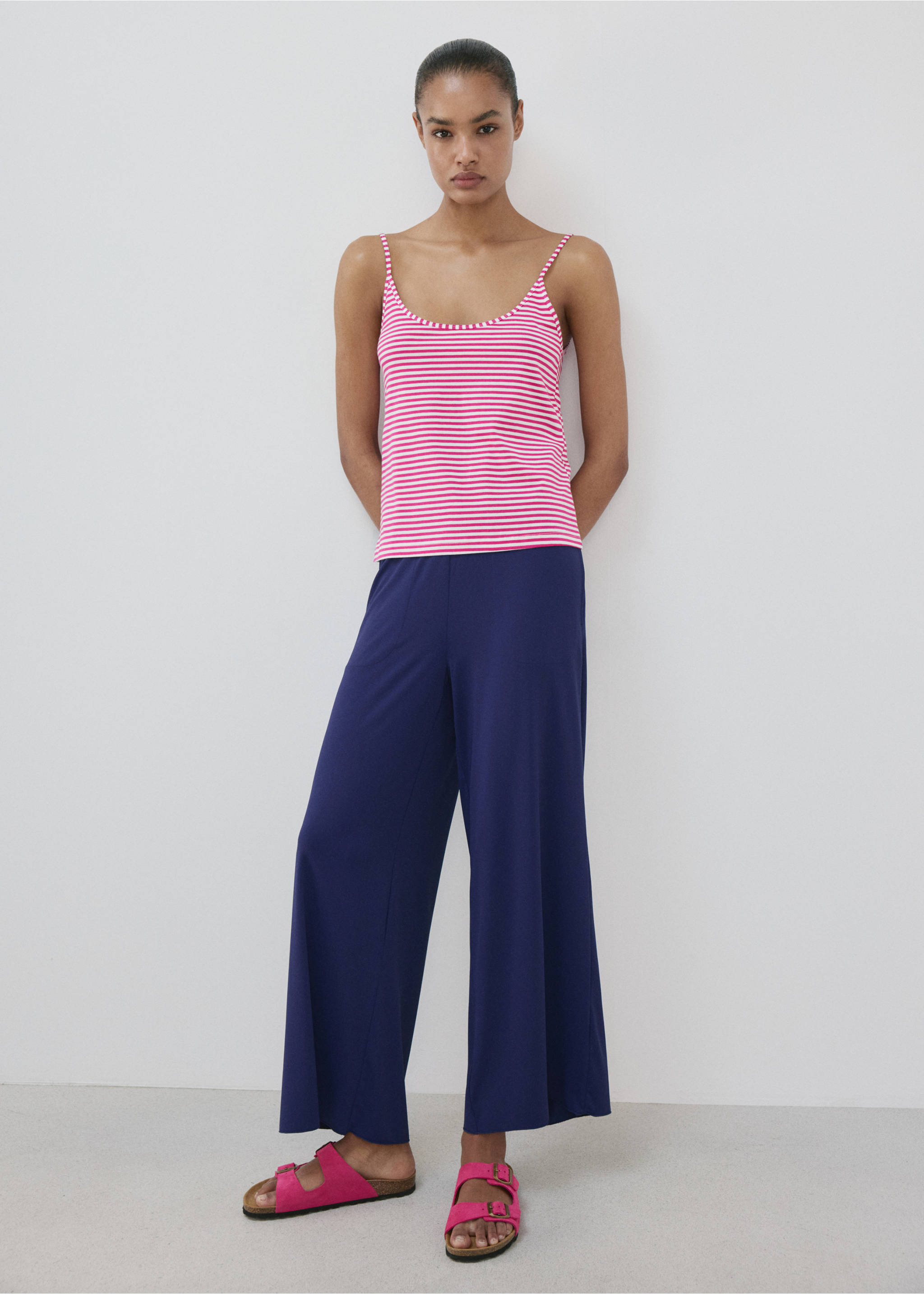 Bomullstopp med vävda ränder - Allmän bild, Fuchsia. Ref: 27043343-00.