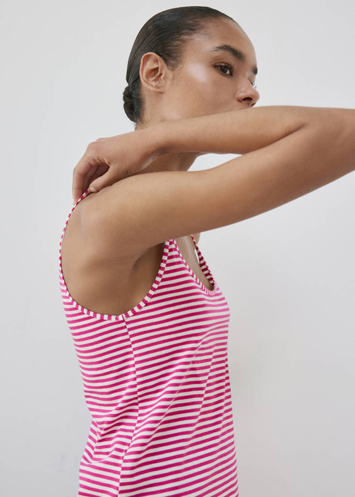 Woven stripe cotton top — Fuchsia