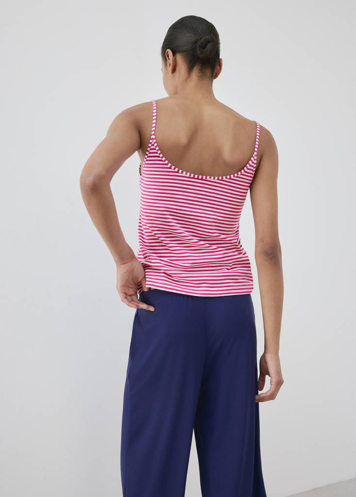 Woven stripe cotton top — Fuchsia