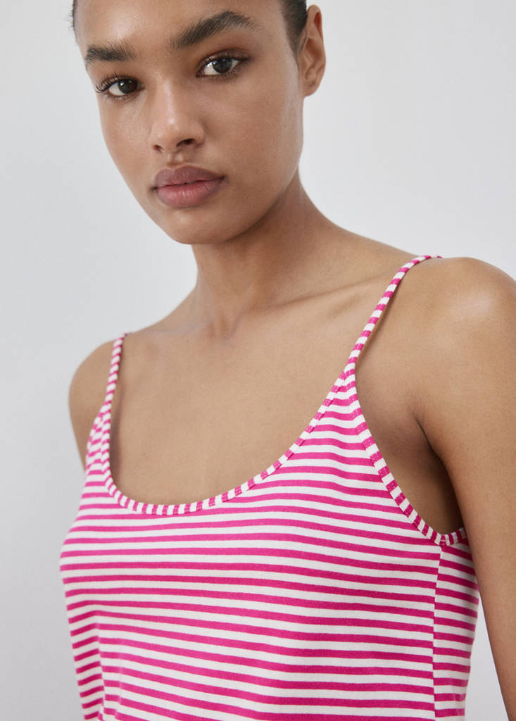 Woven stripe cotton top — Fuchsia