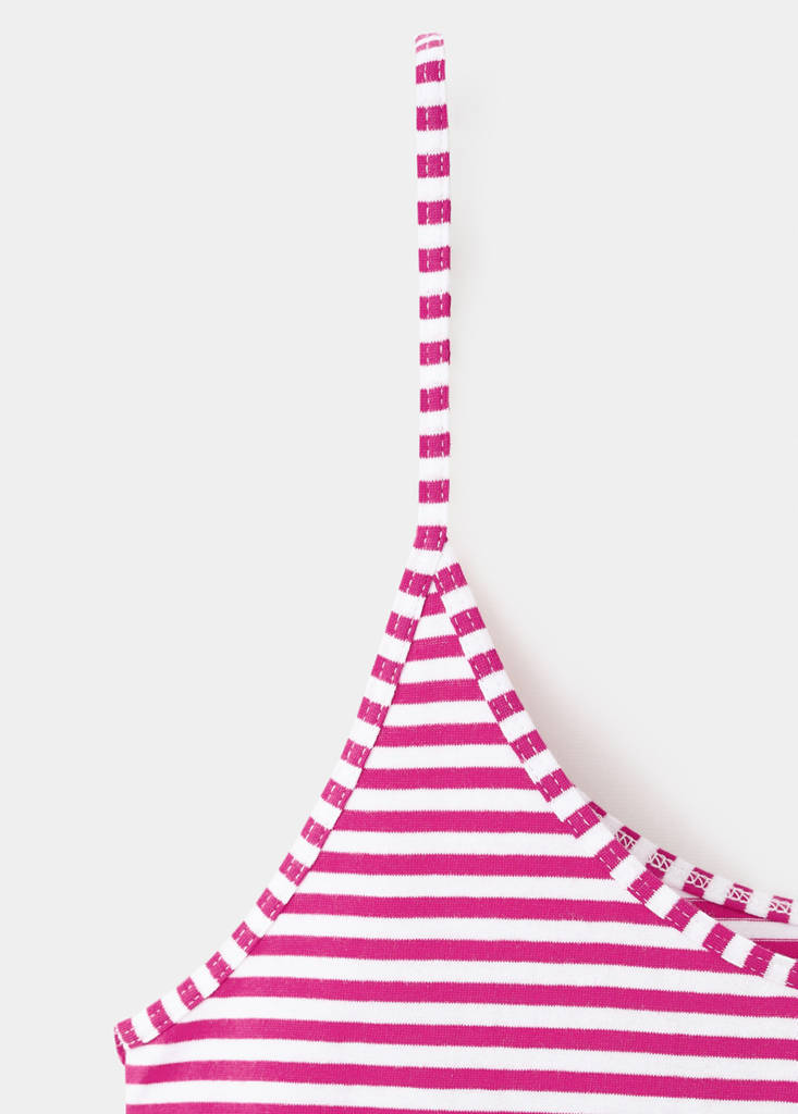 Woven stripe cotton top — Fuchsia