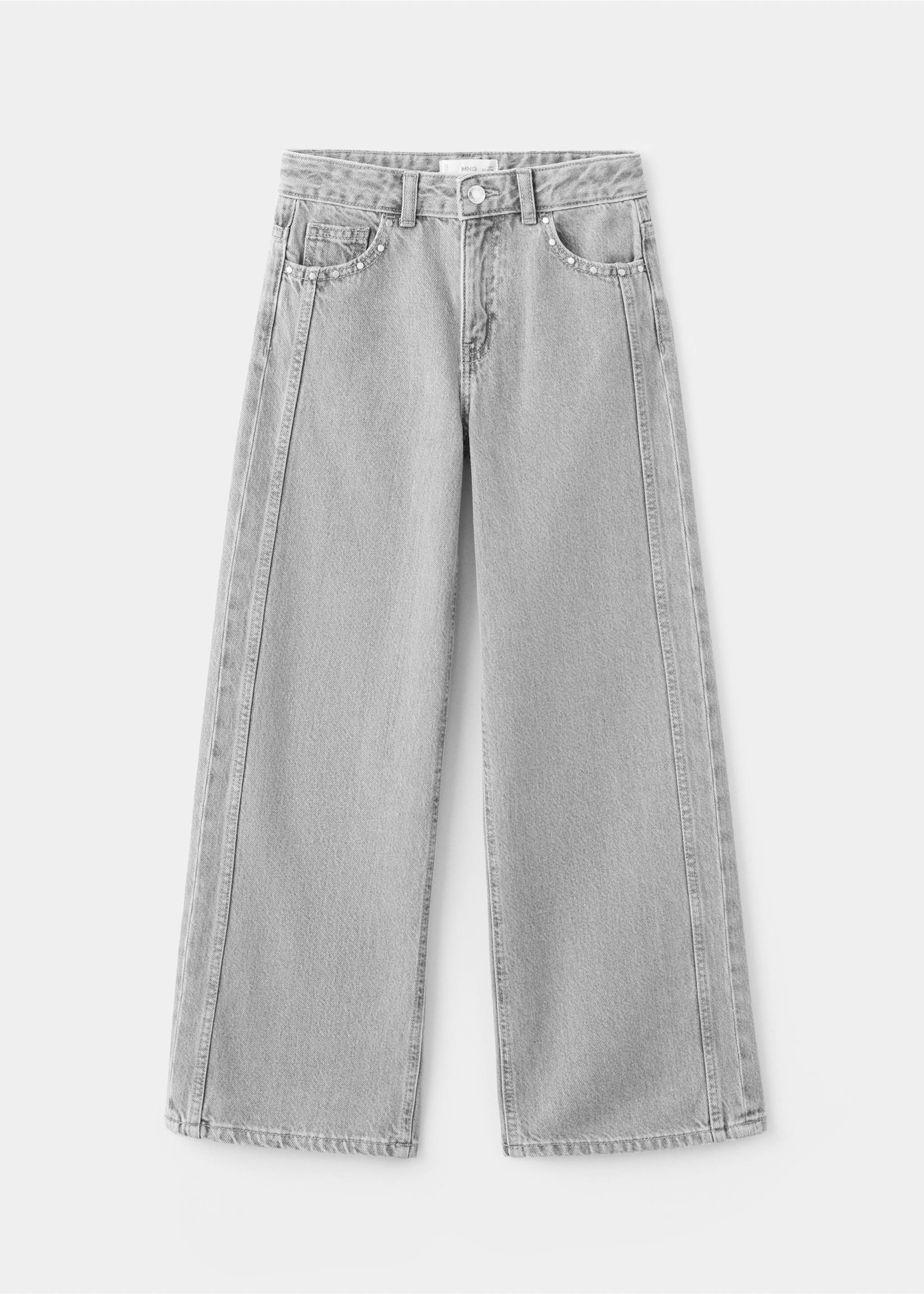 Wide leg studded jeans - Article without model, Denim Grey. Ref: 27043708-00.