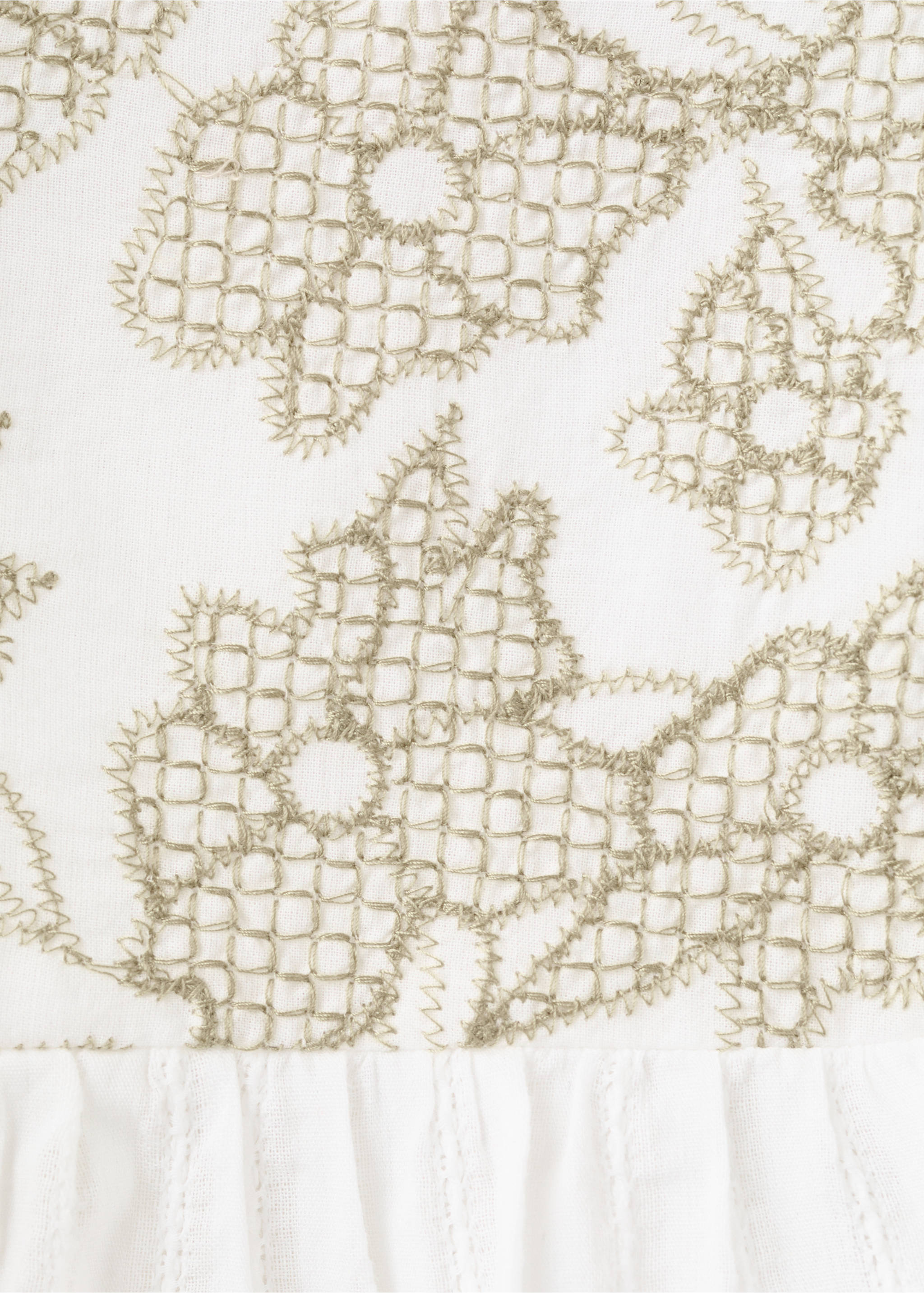 花卉刺绣棉质上衣 - null, 灰白. Ref: 27043710-00.