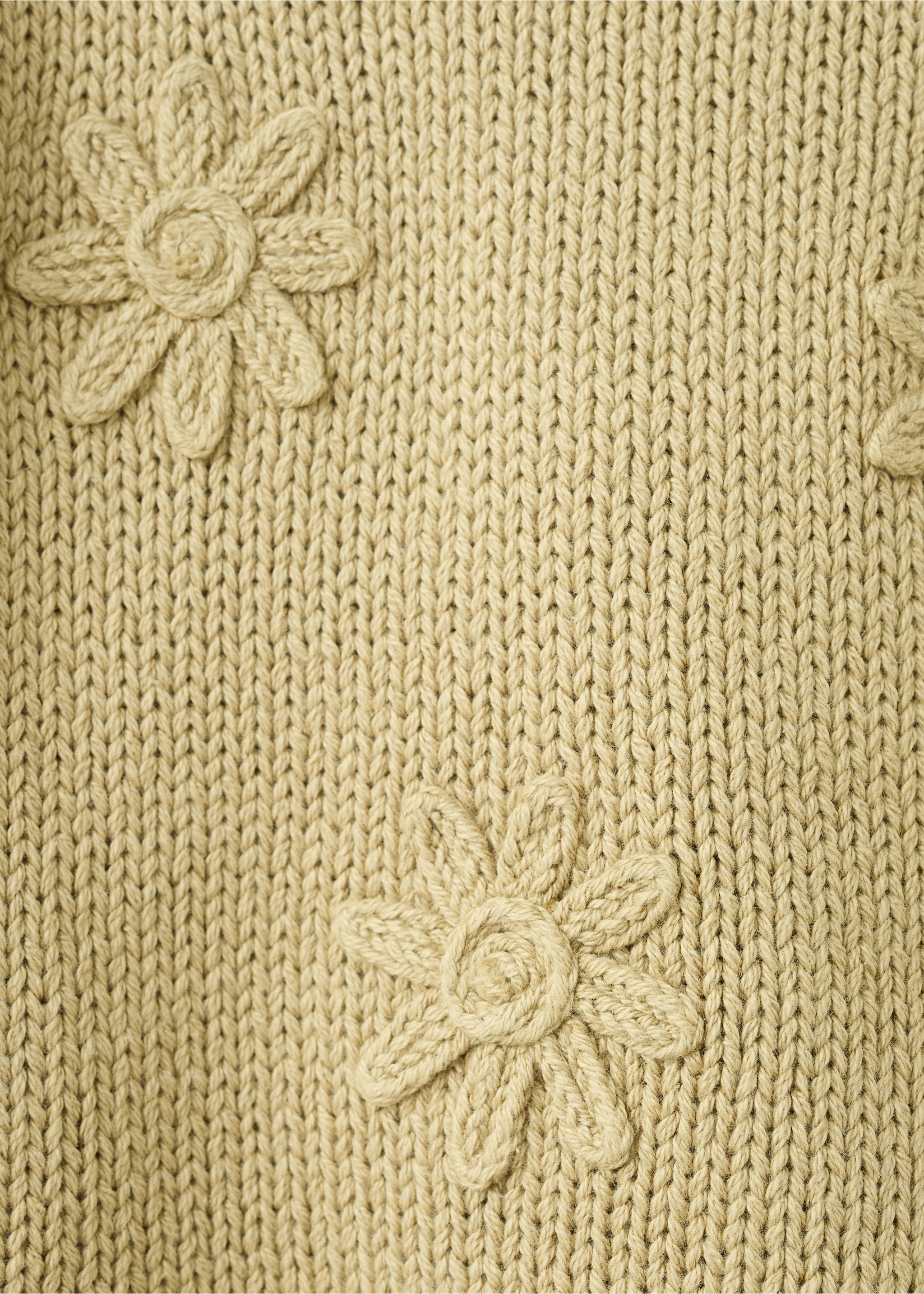 Flowers knit sweater - Details of the article 0, Olive Green. Ref: 27043712-00.