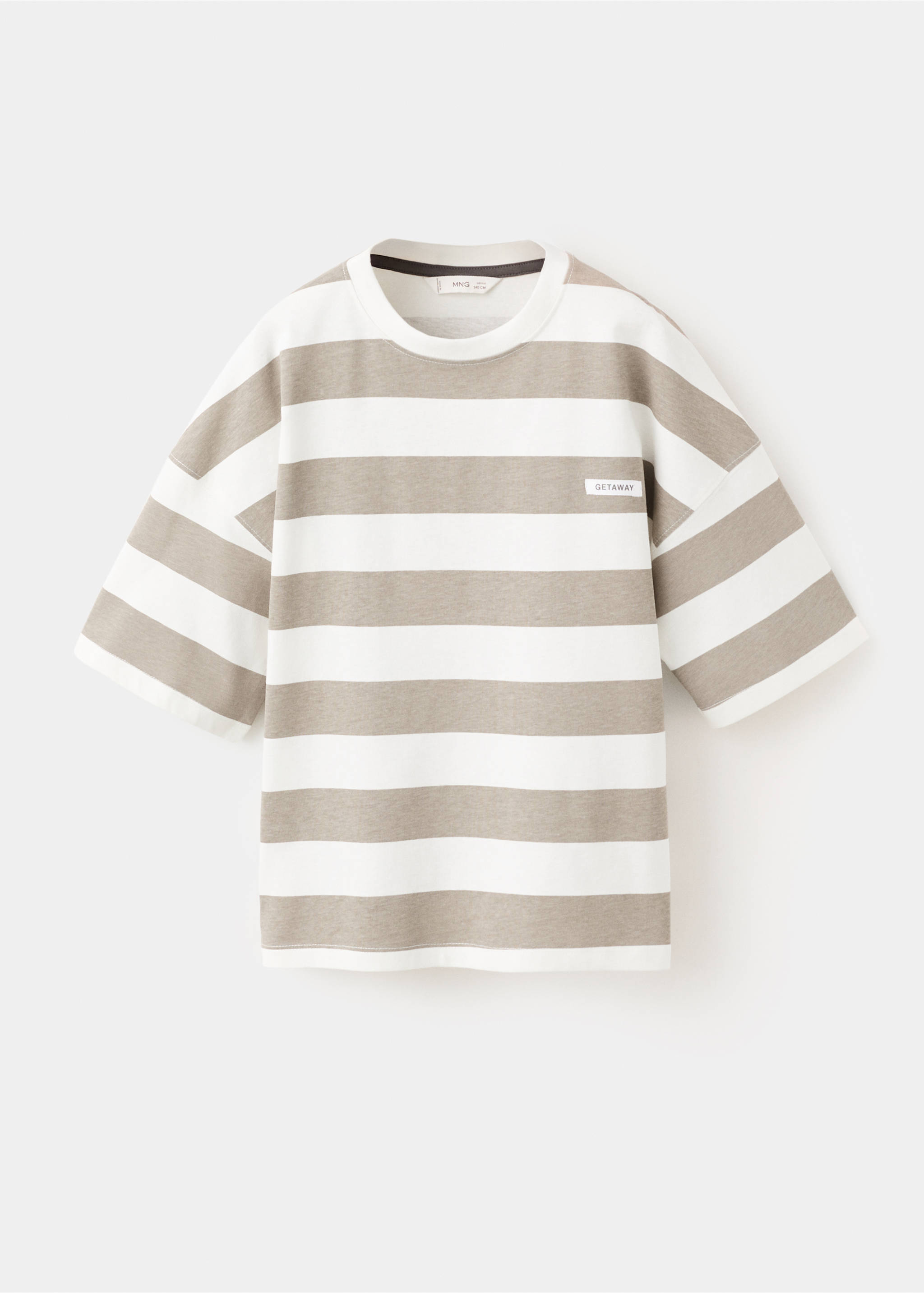 Striped cotton t-shirt - Article without model, Medium Brown. Ref: 27043721-00.