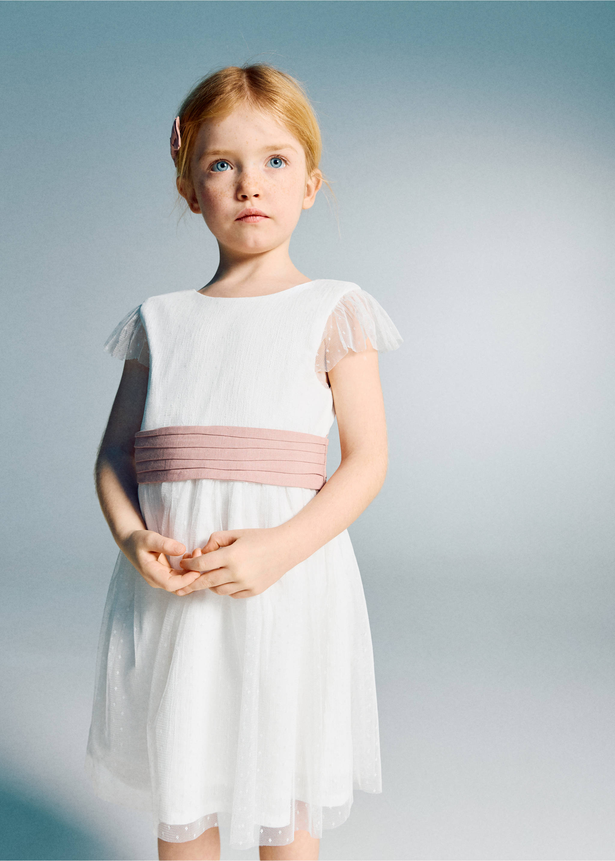 Vestido lino corto - Plano general, Blanco. Ref: 27043726-00.