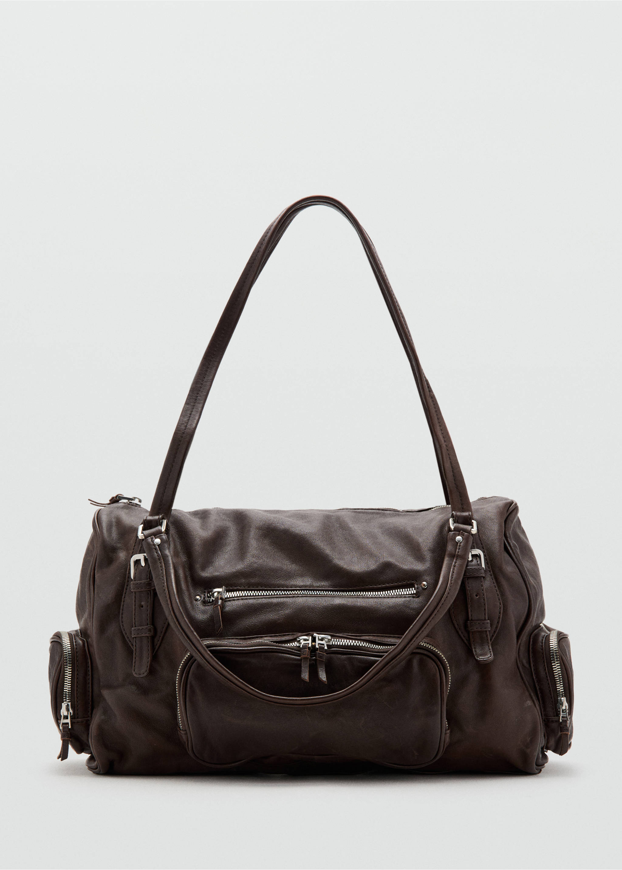 Large leather bowling bag - Article without model, Chocolate. Ref: 27043728-00.