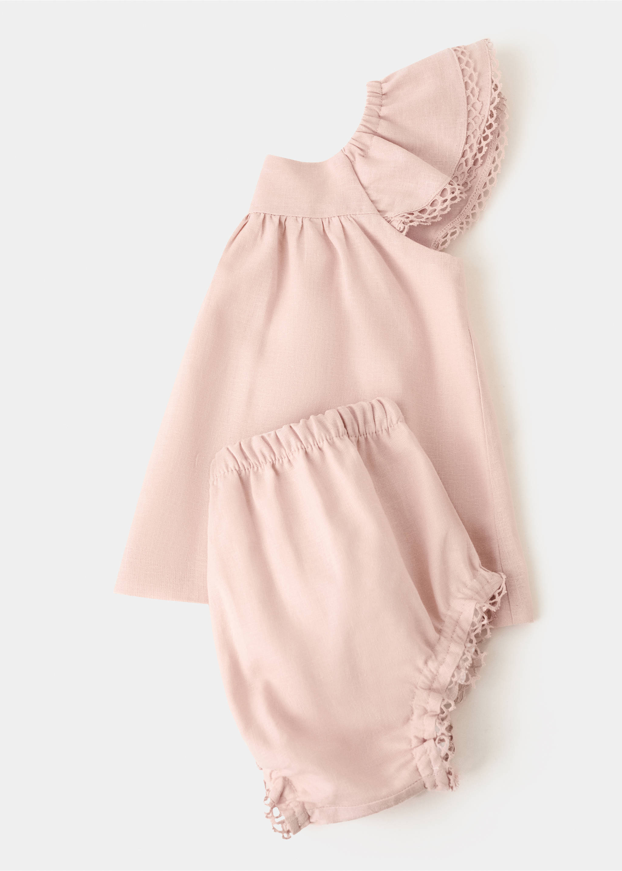 Linen dress and nappy cover - Details of the article 8, Pink. Ref: 27043729-00.