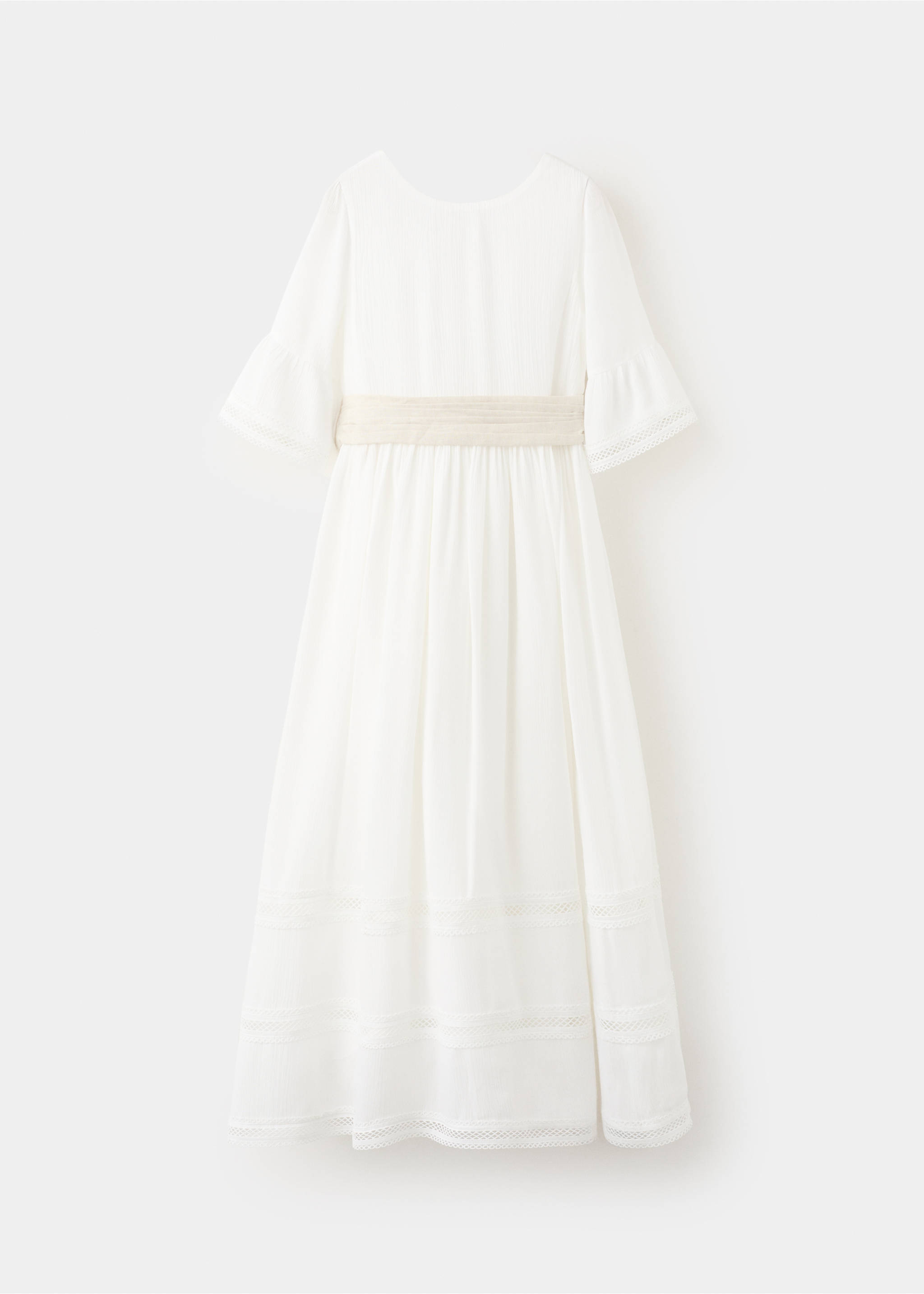 Long linen dress with bow - Article without model, White. Ref: 27043735-00.