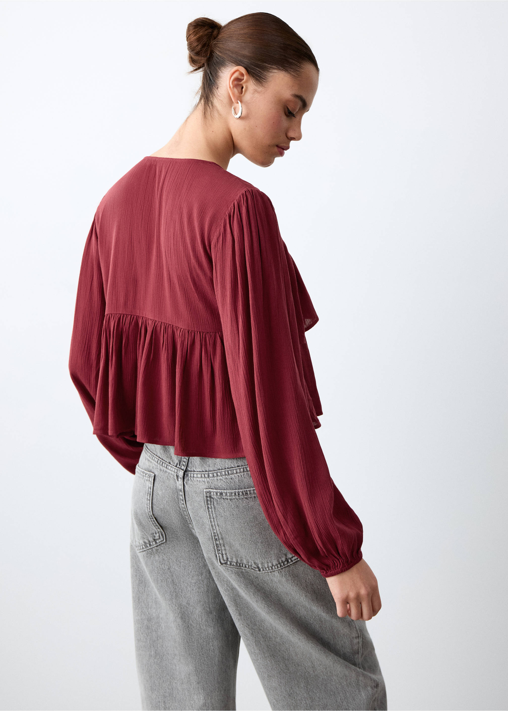 Блузка с воланами - Обратная сторона изделия, Красный. Ref: 27043736-00.