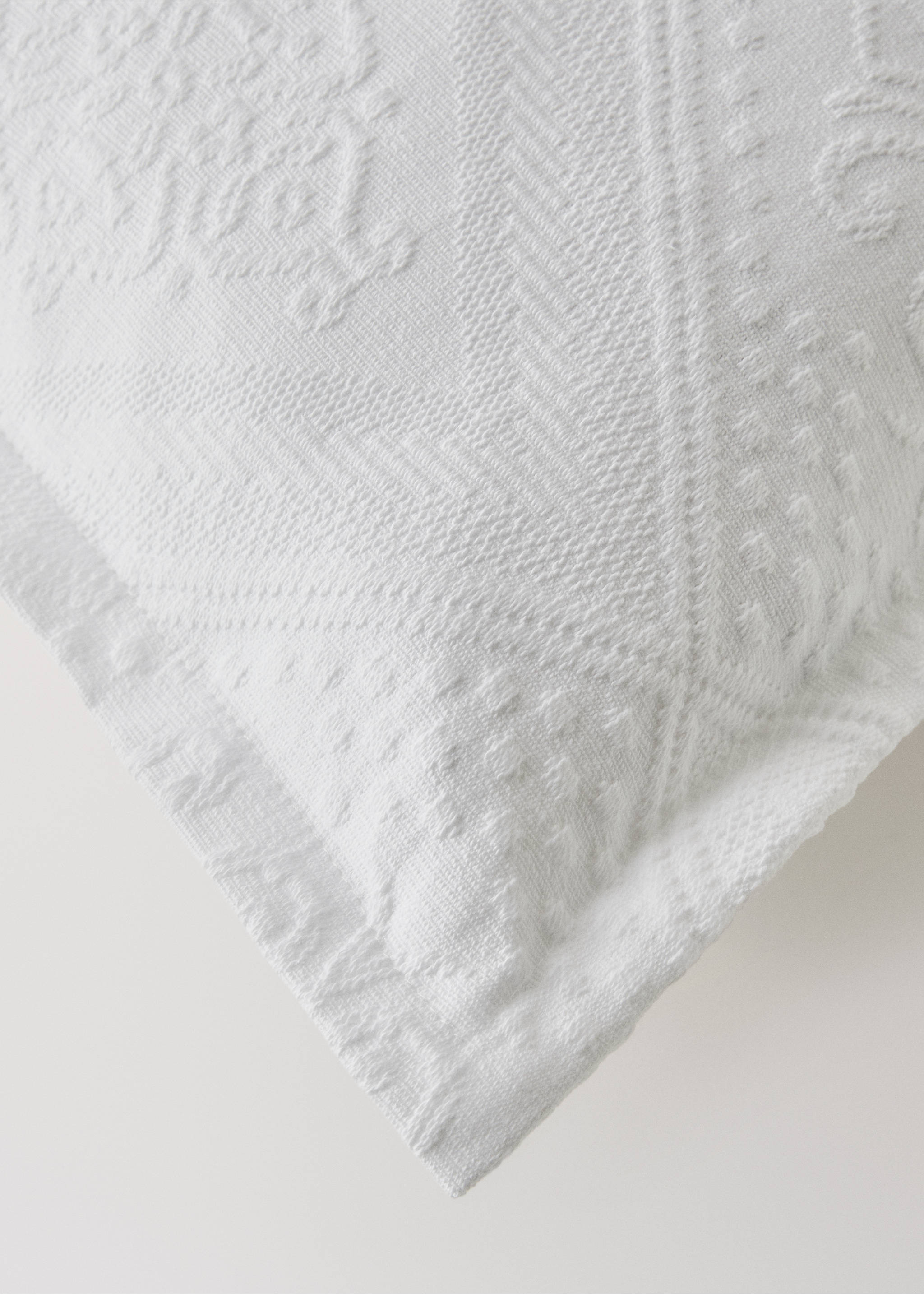 Pre-shrunk jacquard cushion cover 300 g, 50x50 cm - Details of the article 2, Ecru. Ref: 27043742-00.