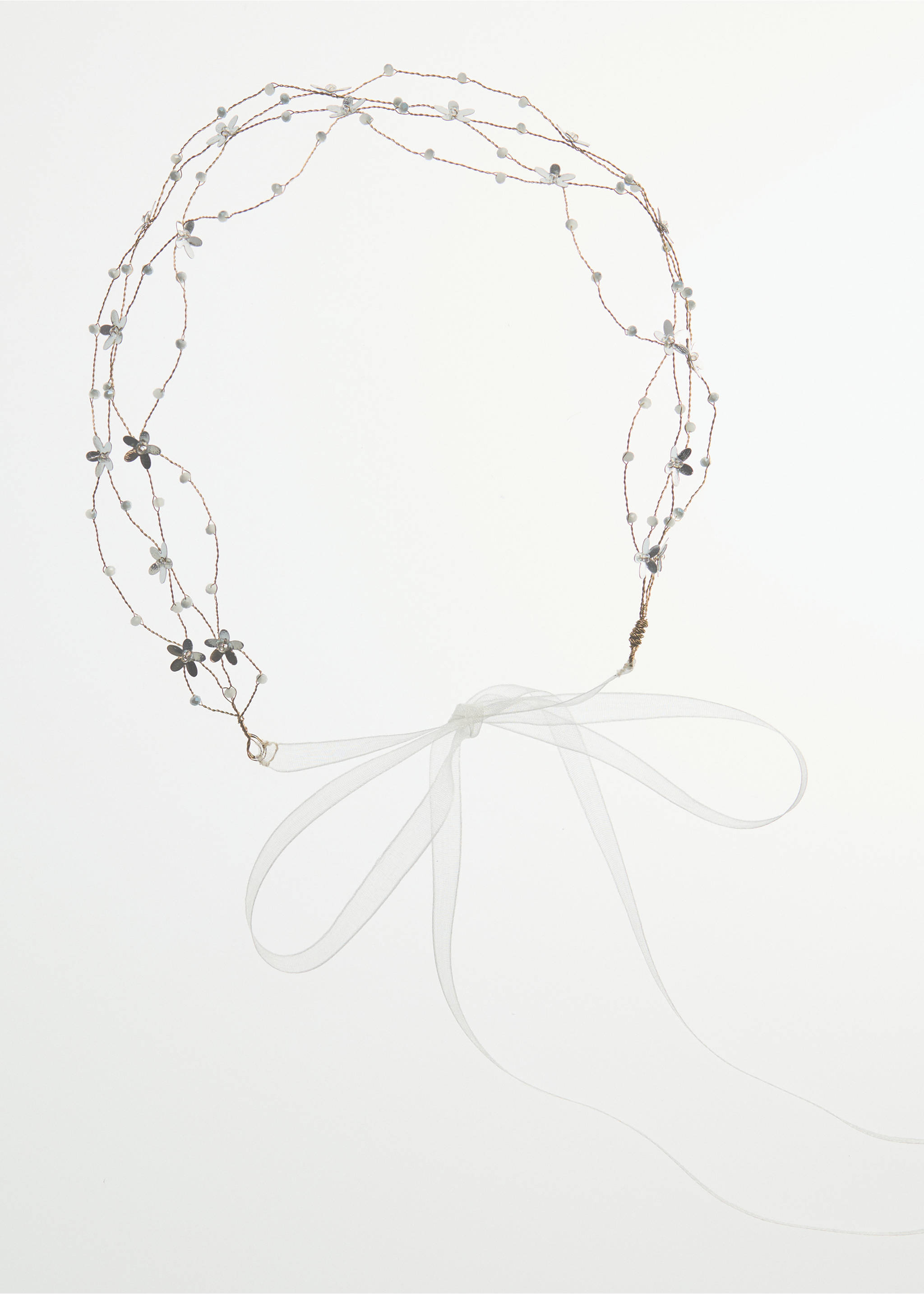 Floral strass headband - Details of the article 6, Gold. Ref: 27044045-00.