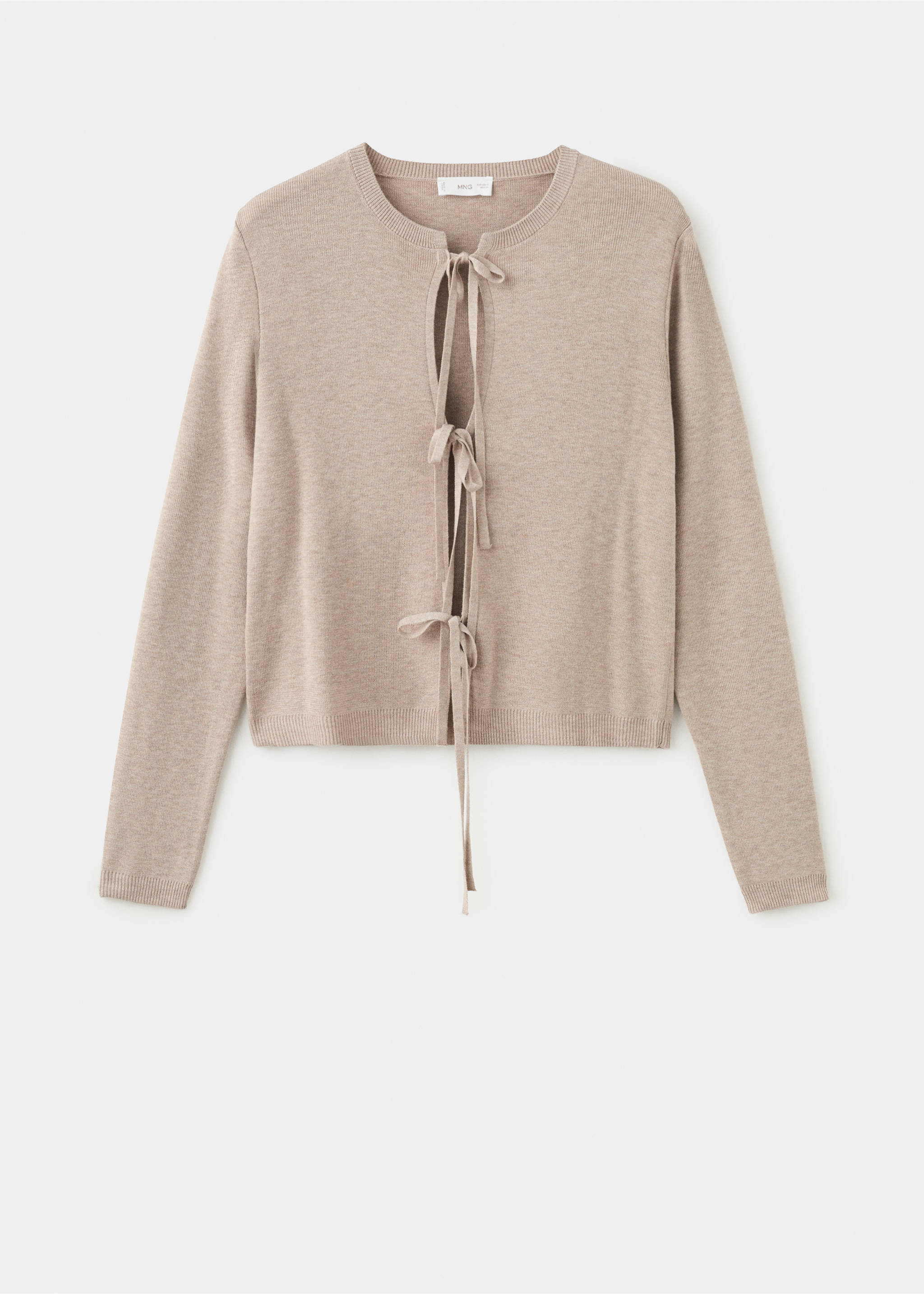 Вязаный кардиган с завязками - Изделие без модели, Песочный. Ref: 27044048-00.