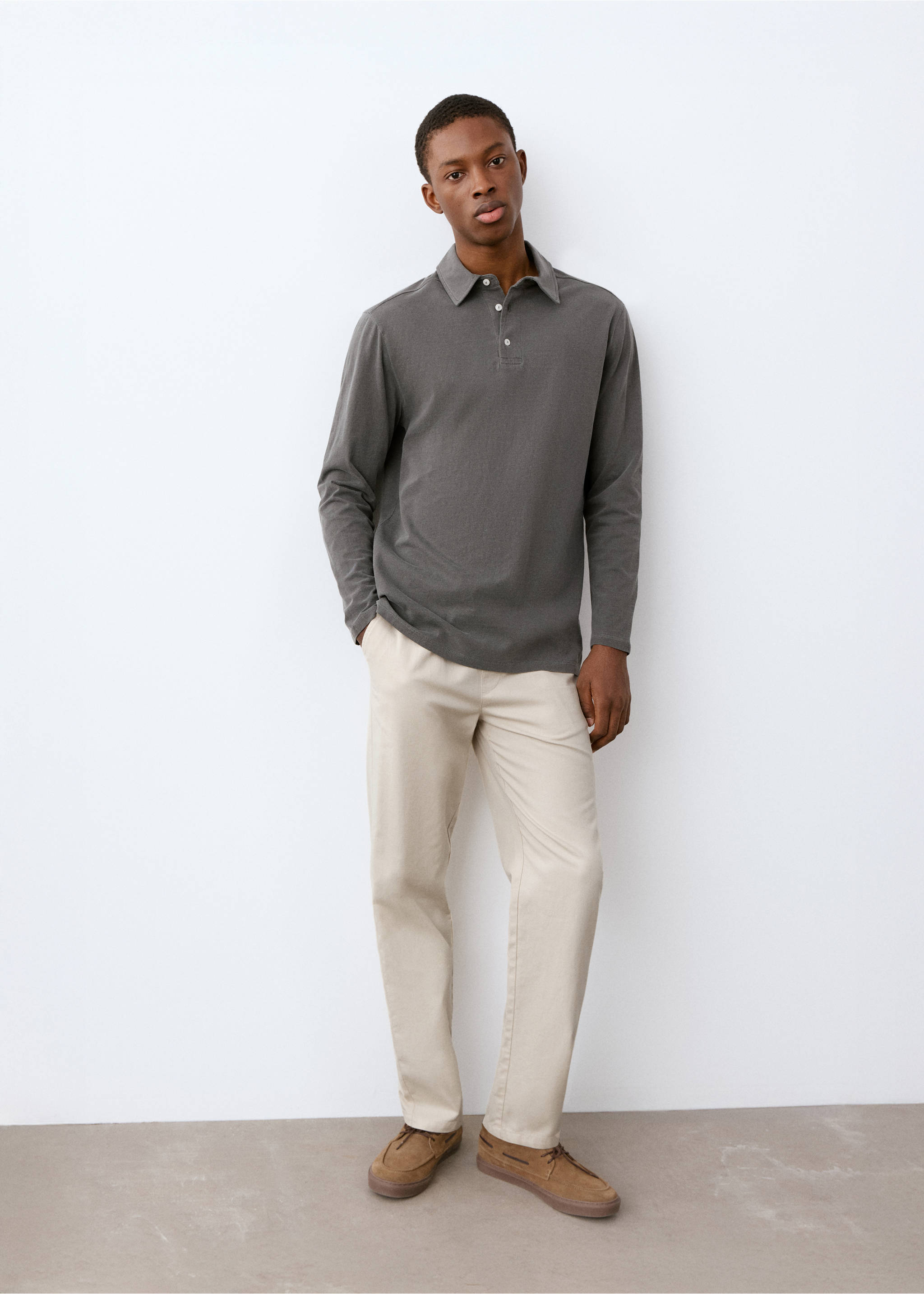 Pantalón algodón lino cordón - Plano general, Arena. Ref: 27044052-00.