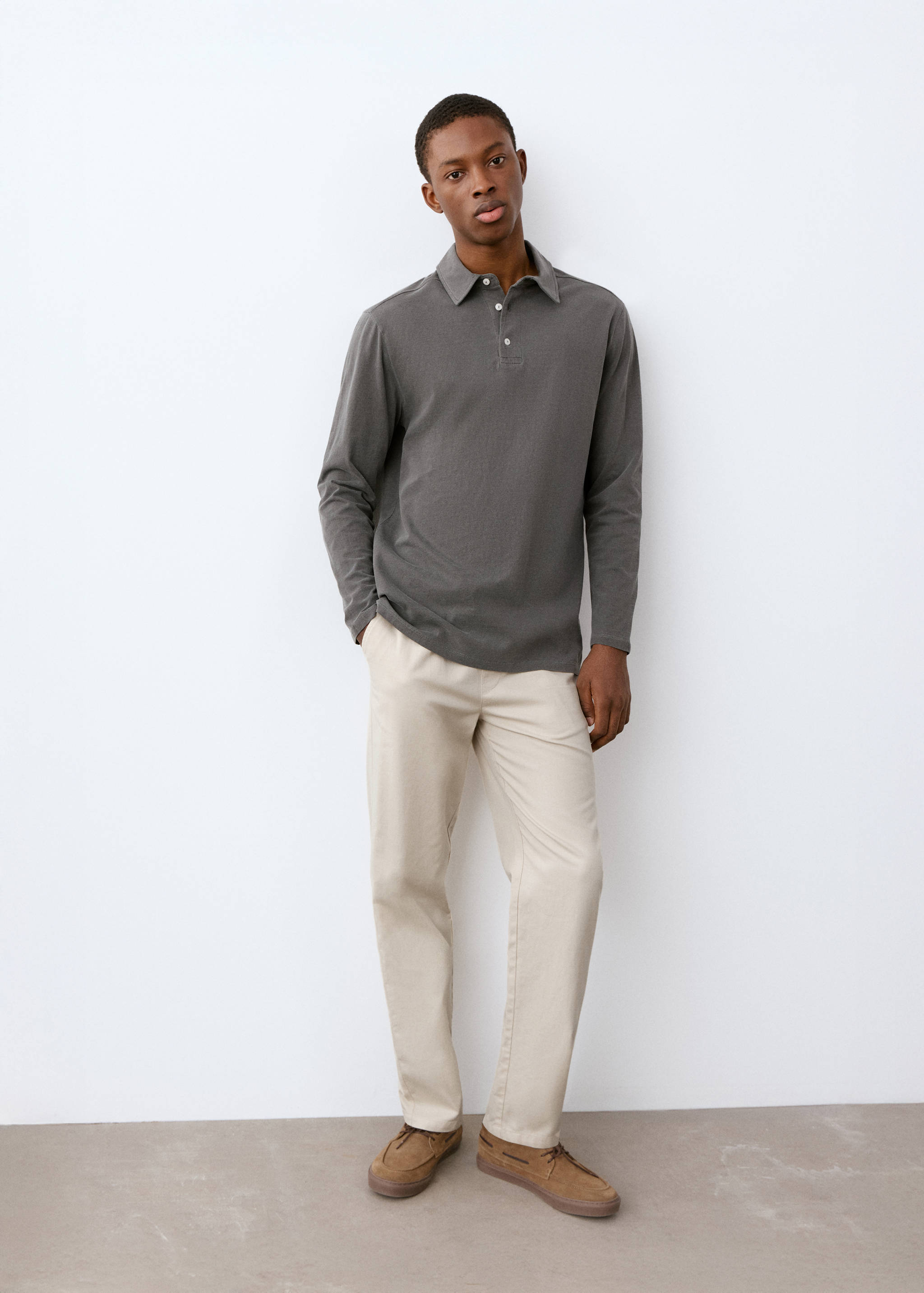 Pantalón algodón lino cordón - Plano general