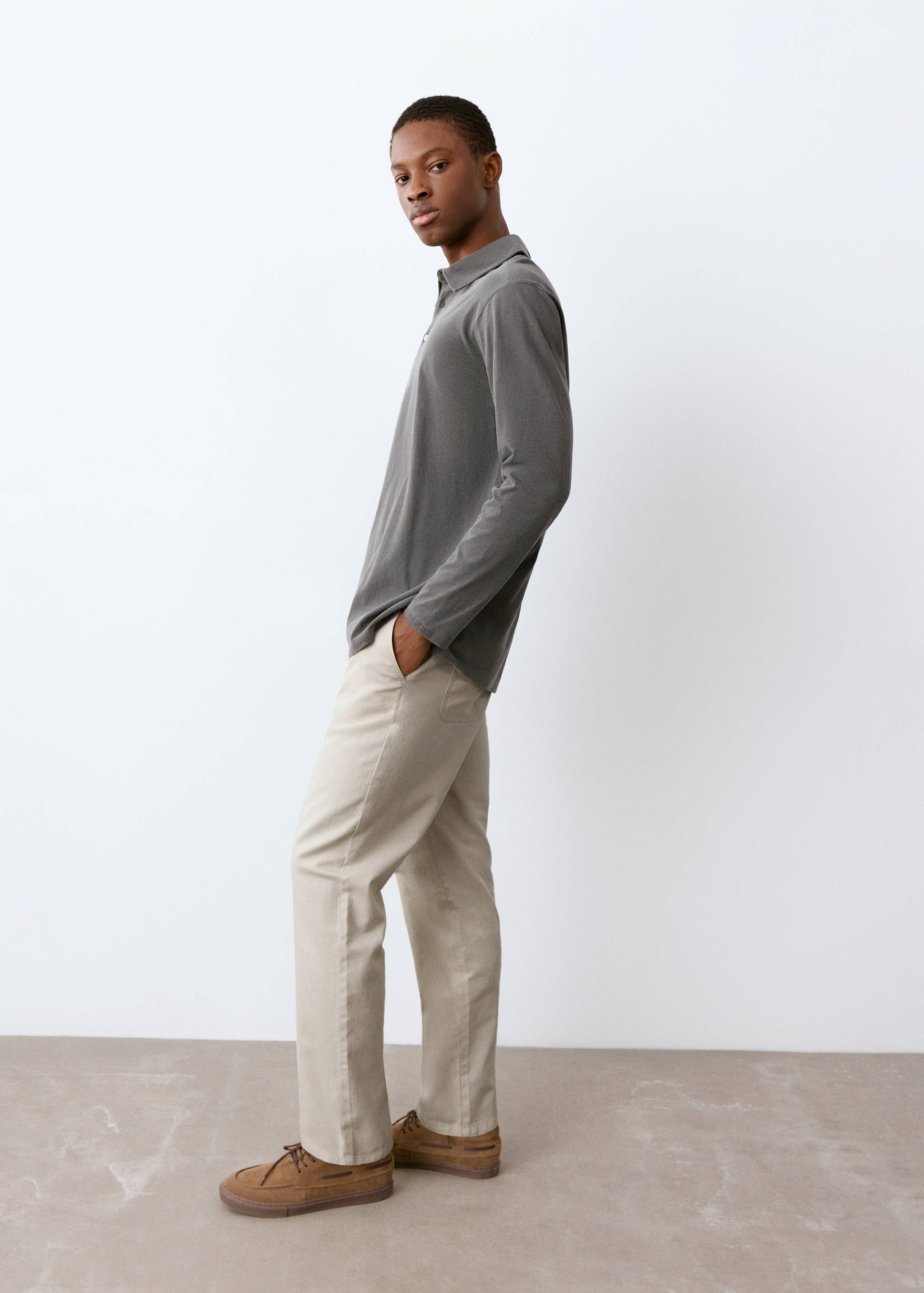 Pantalón algodón lino cordón - Plano medio