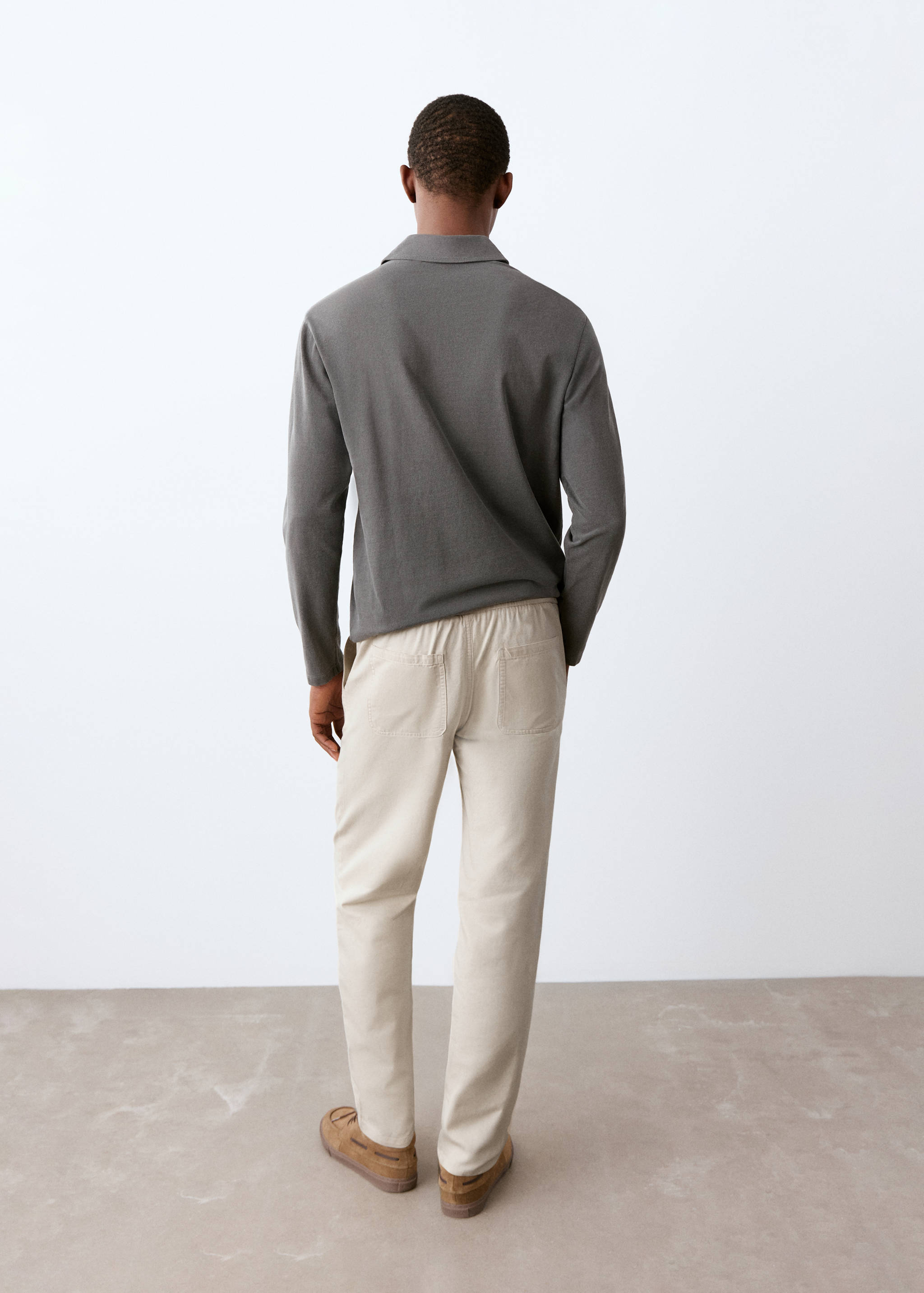 Pantalón algodón lino cordón - Reverso del artículo