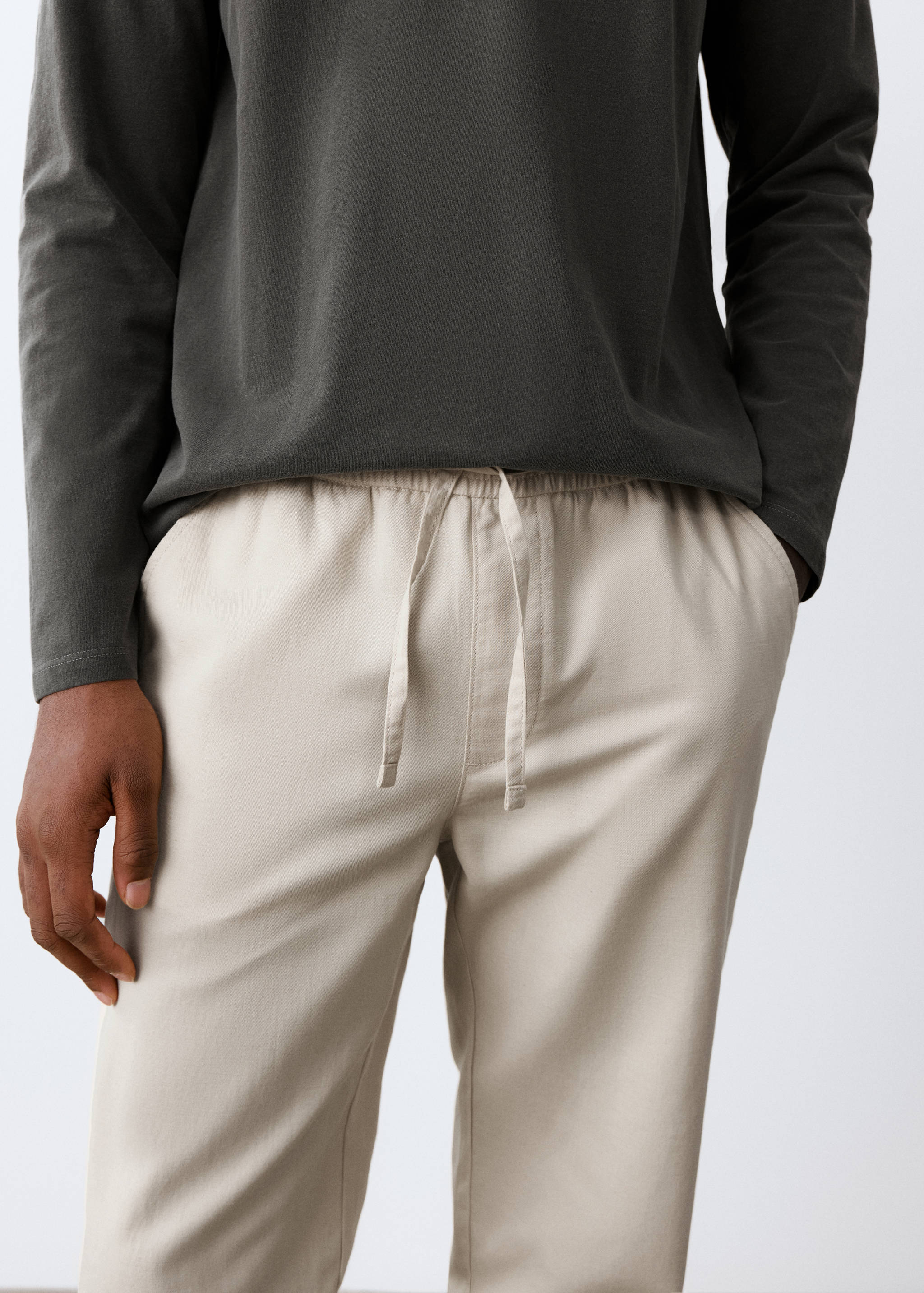 Pantalón algodón lino cordón - Detalle del artículo 6