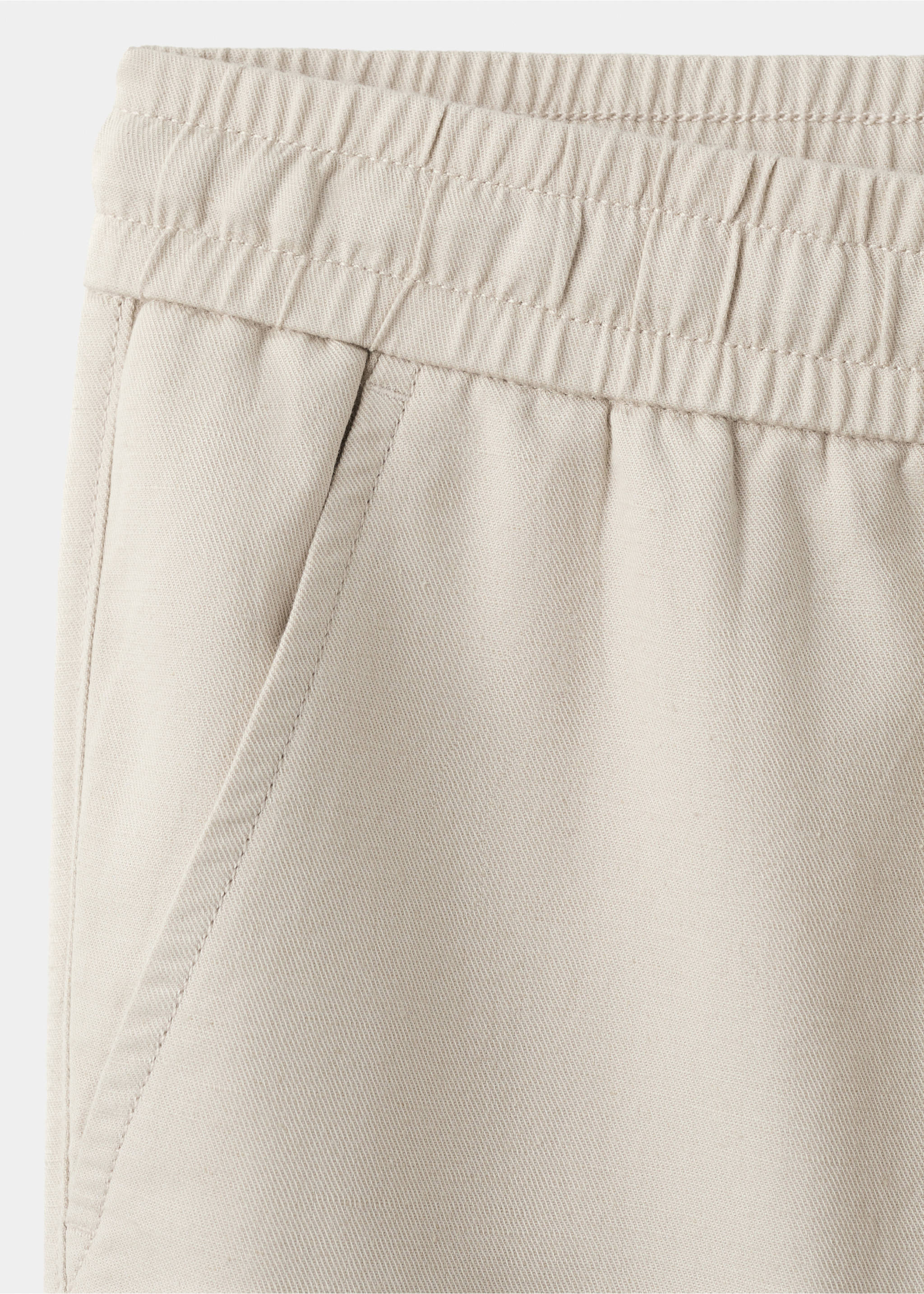 Pantalón algodón lino cordón - Detalle del artículo 8, Arena. Ref: 27044052-00.