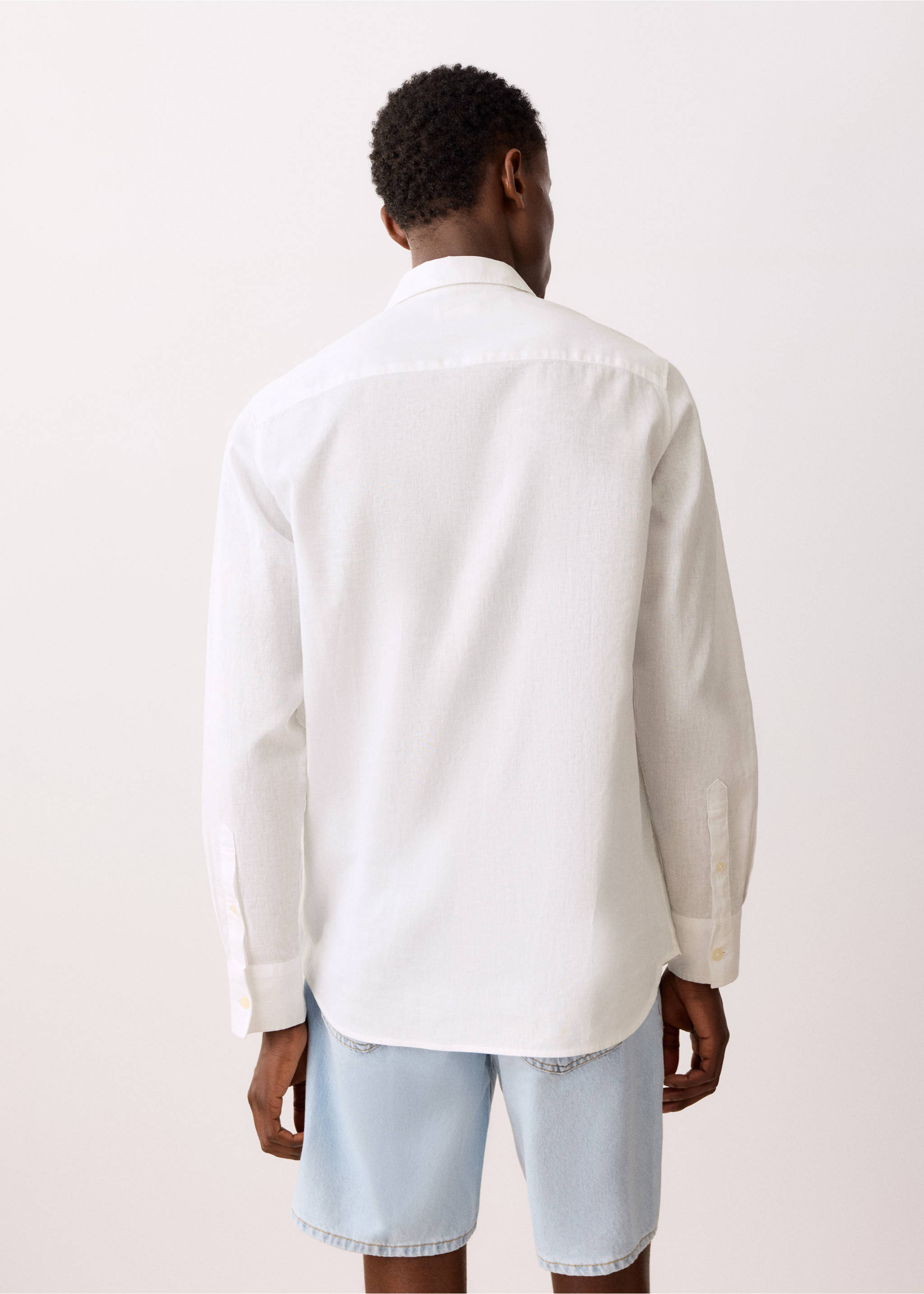 Straight linen shirt - Reverse of the article, Off White. Ref: 27044053-01.