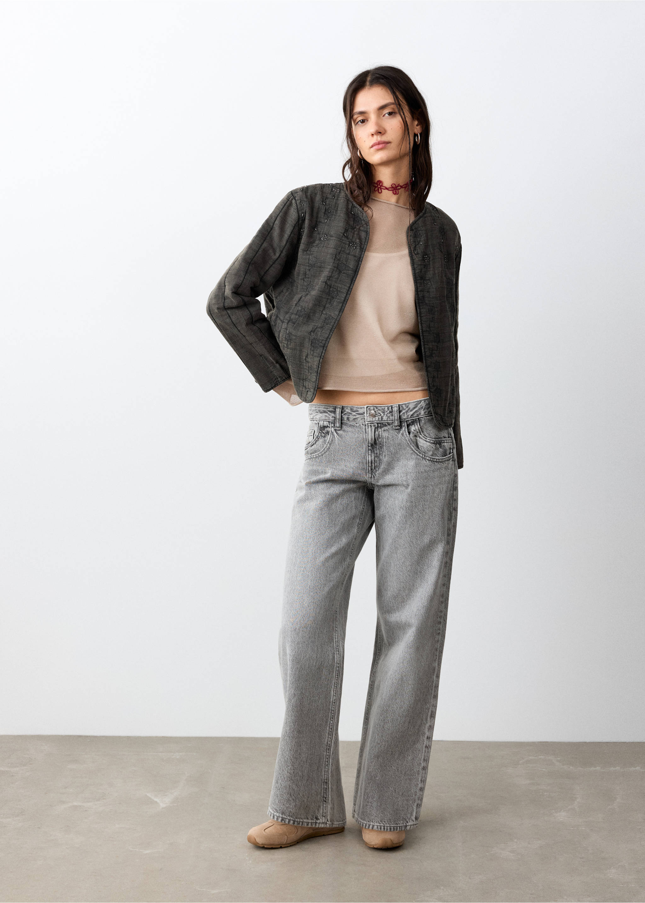 Jaqueta cotó granadures - Pla general, Gris antracita. Ref: 27044055-00.