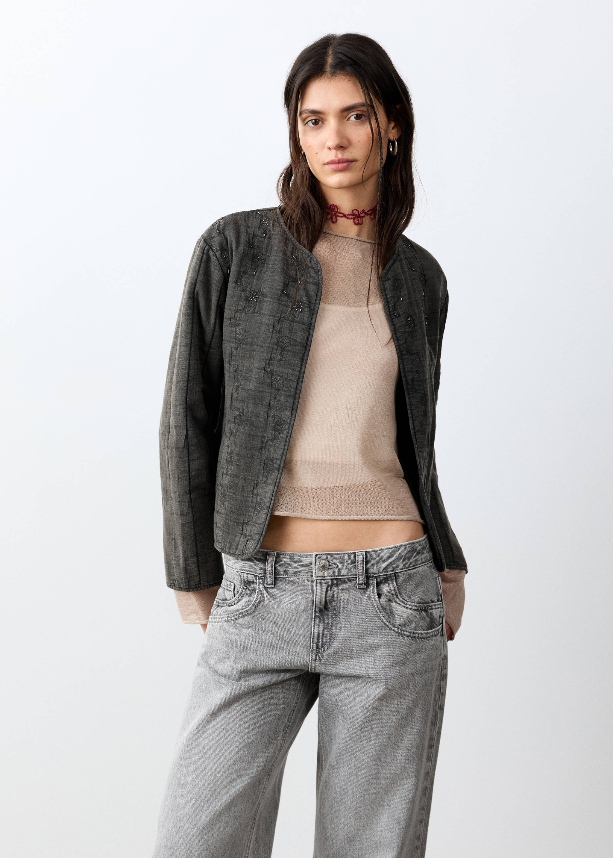 Veste coton perles - Plan moyen