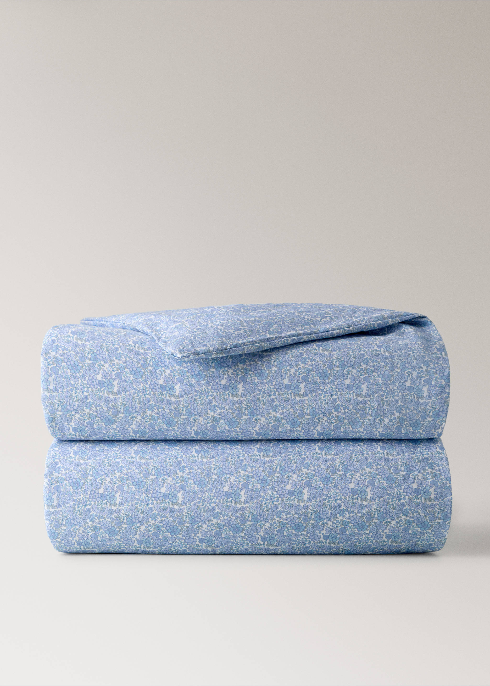 Baumwoll-Perkal-Bettbezug für Babybett mit Blumenmuster - Artikel ohne Model, Blau. Ref: 27044059-00.