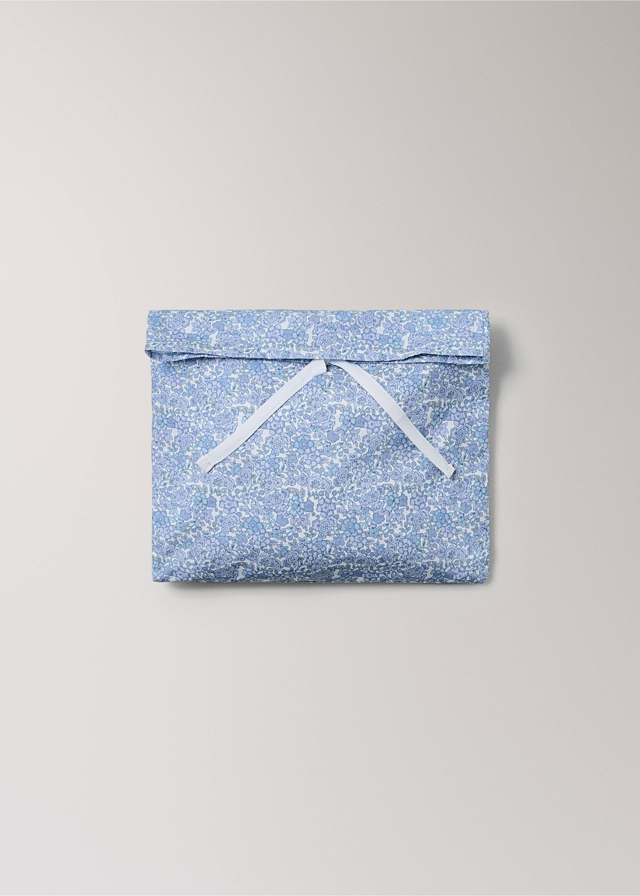 Lot drap et taie d’oreiller berceau percale de coton fleurs - Détail de l'article 2, Bleu. Ref: 27044060-00.