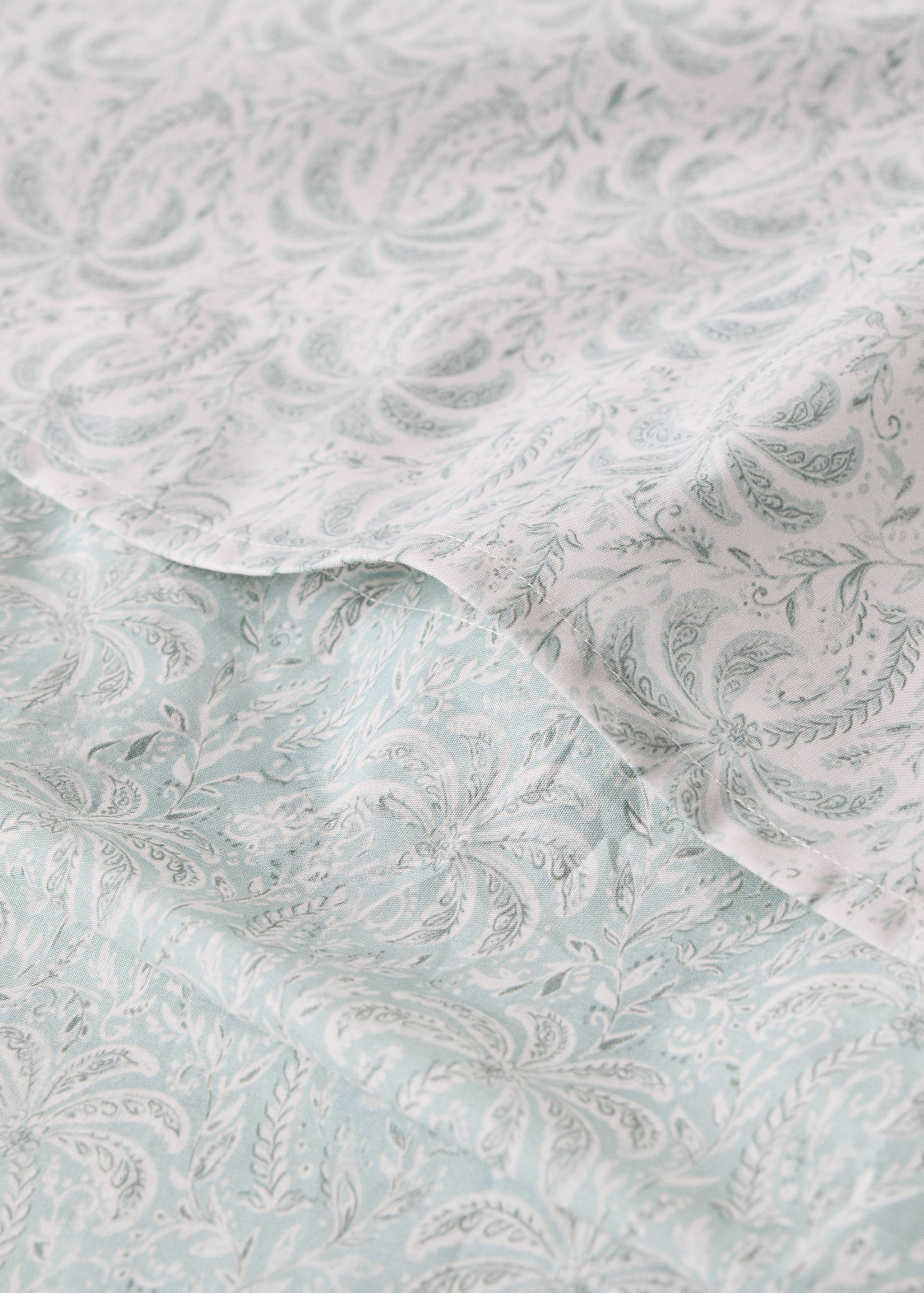 Cot bed duvet cover in cotton percale with palm tree design - Details of the article 1