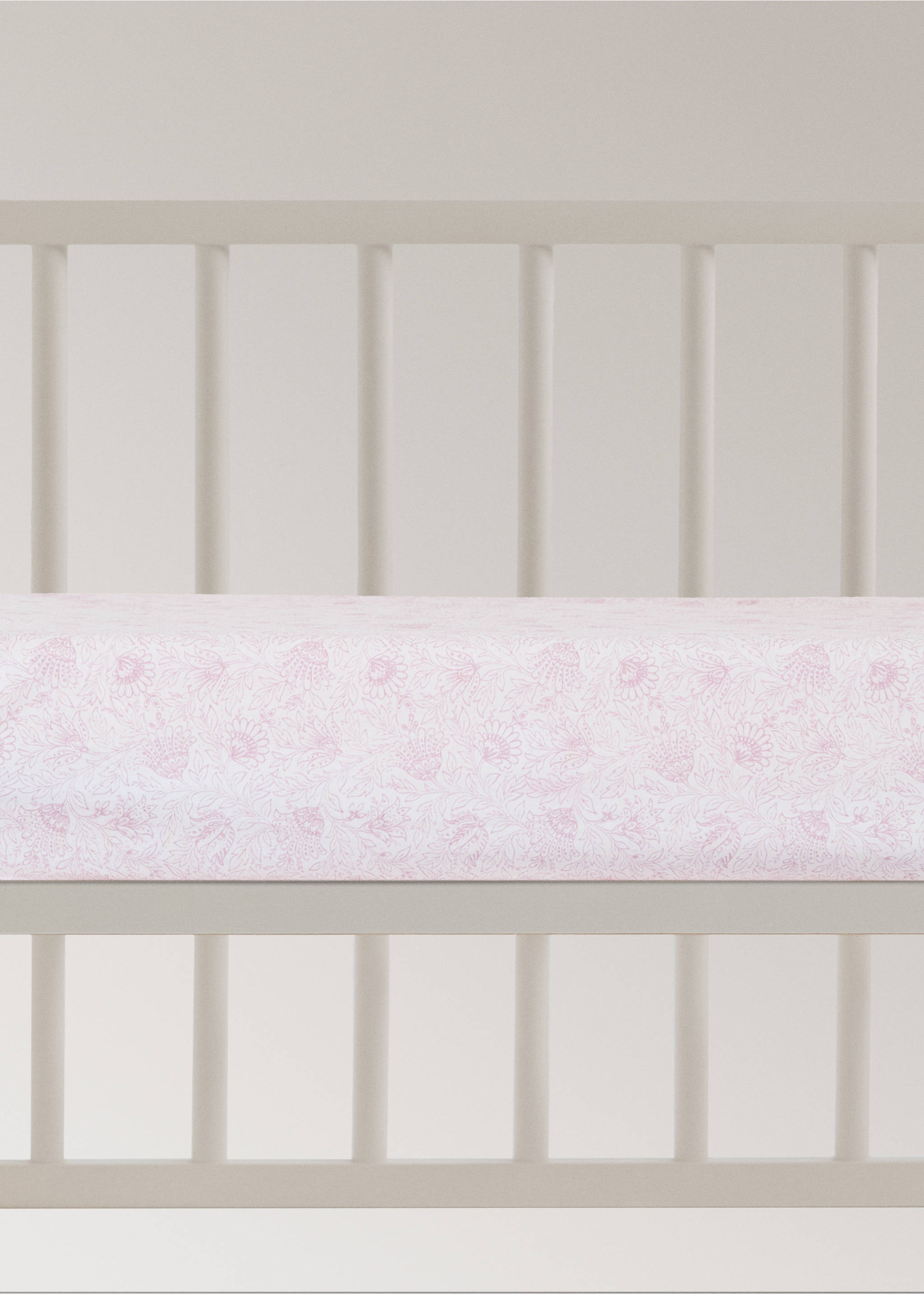 Children's fitted sheet cotton percale floral 60 cm bed - Article without model, Pastel Pink. Ref: 27044066-00.