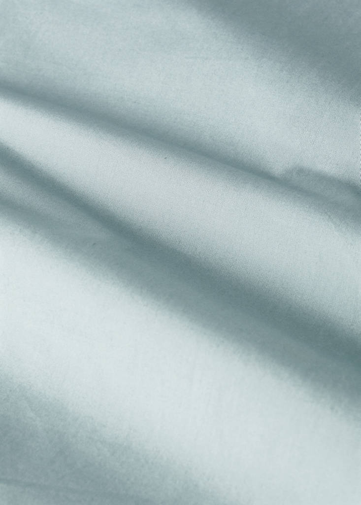Reversible percale cotton duvet cover with contrasting piping for cot — Aqua Green