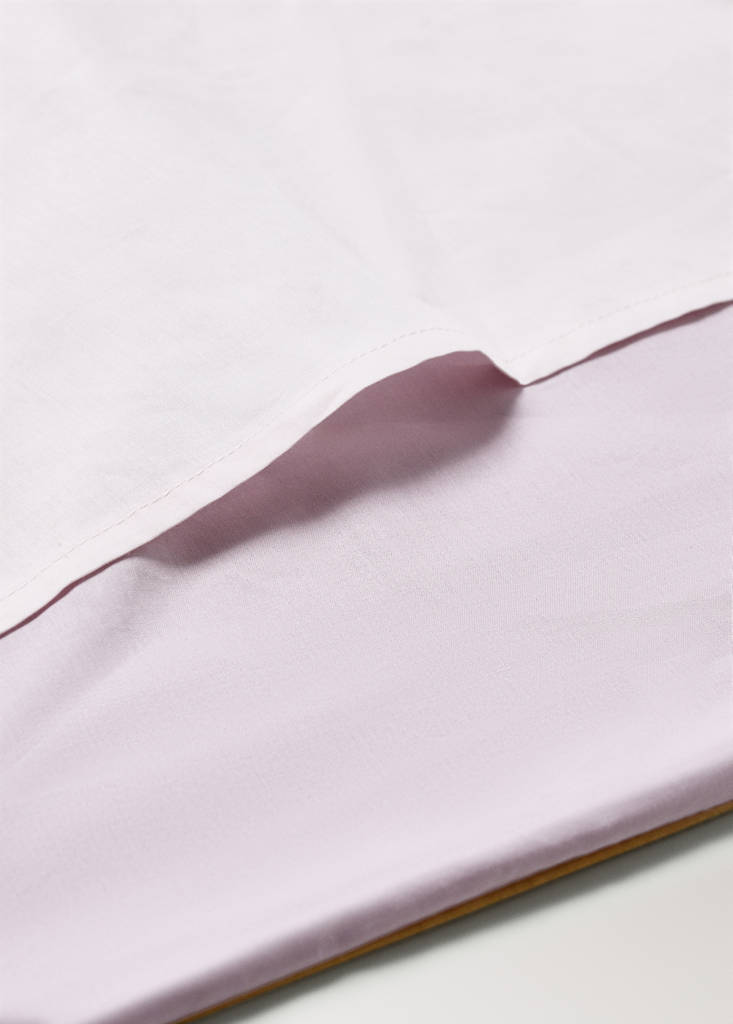 Reversible percale cotton duvet cover with contrasting piping for cot — Light/Pastel Purple