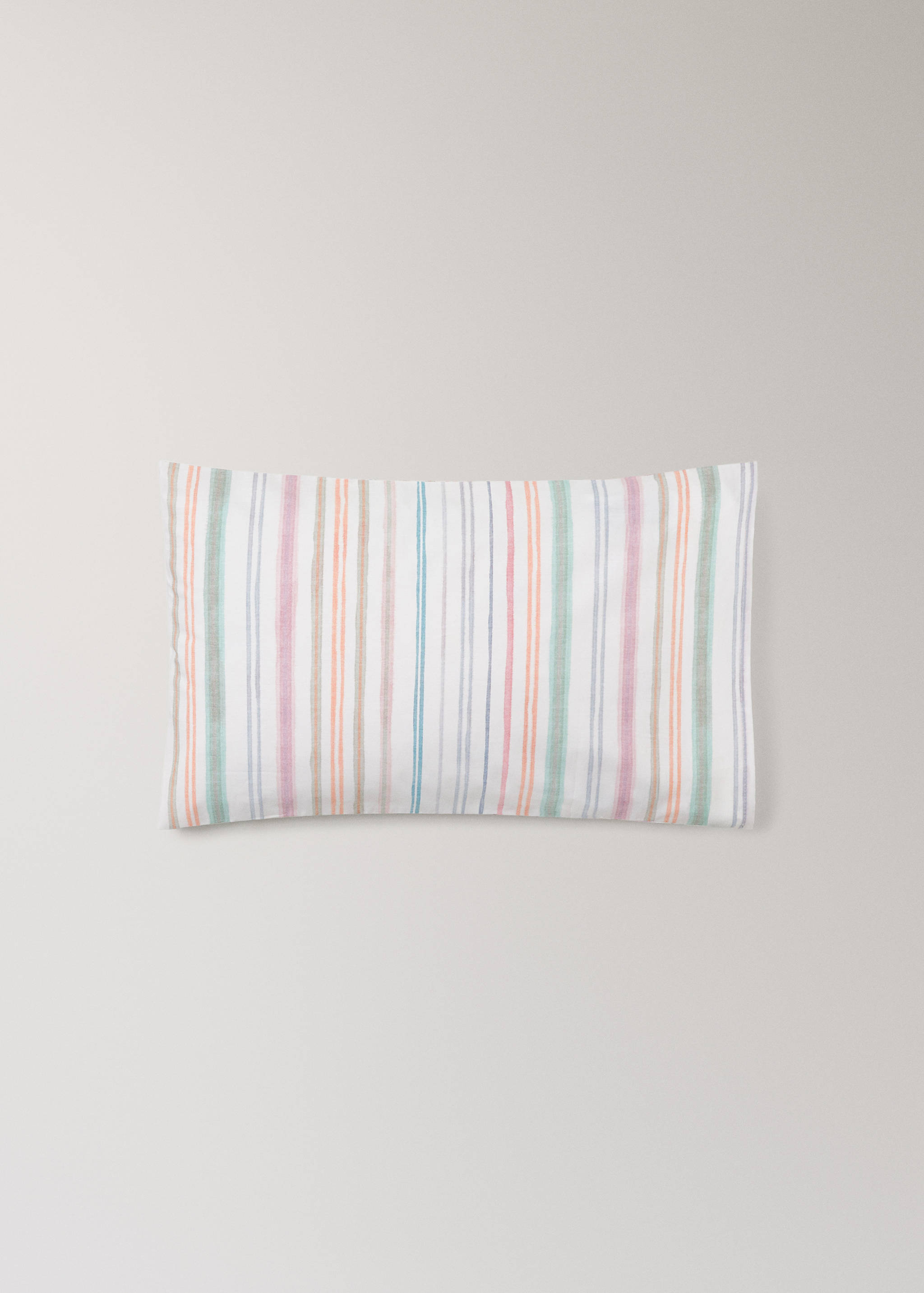 Cot bed pillowcase in multistripe cotton percale 30x50 cm - Article without model