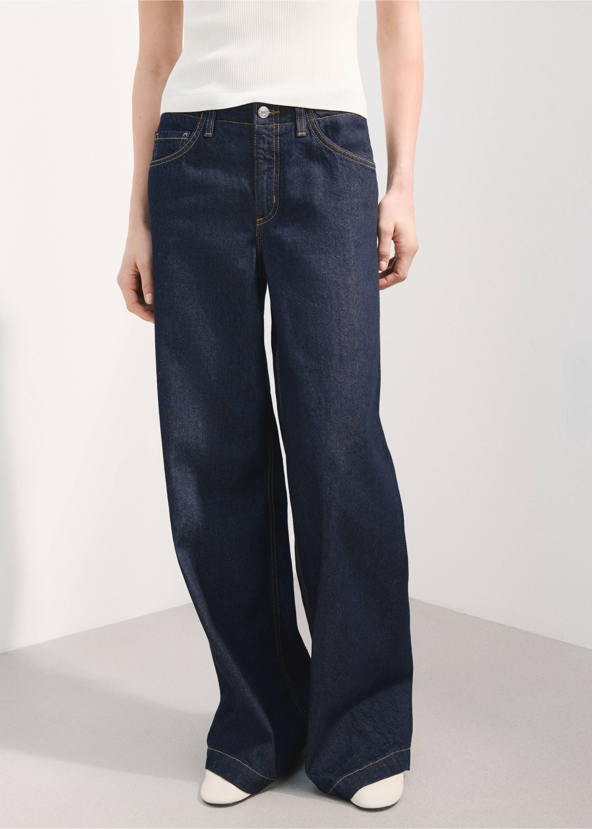 Wide leg mid-rise jeans - Medium plane, Open Blue. Ref: 27044073-00.