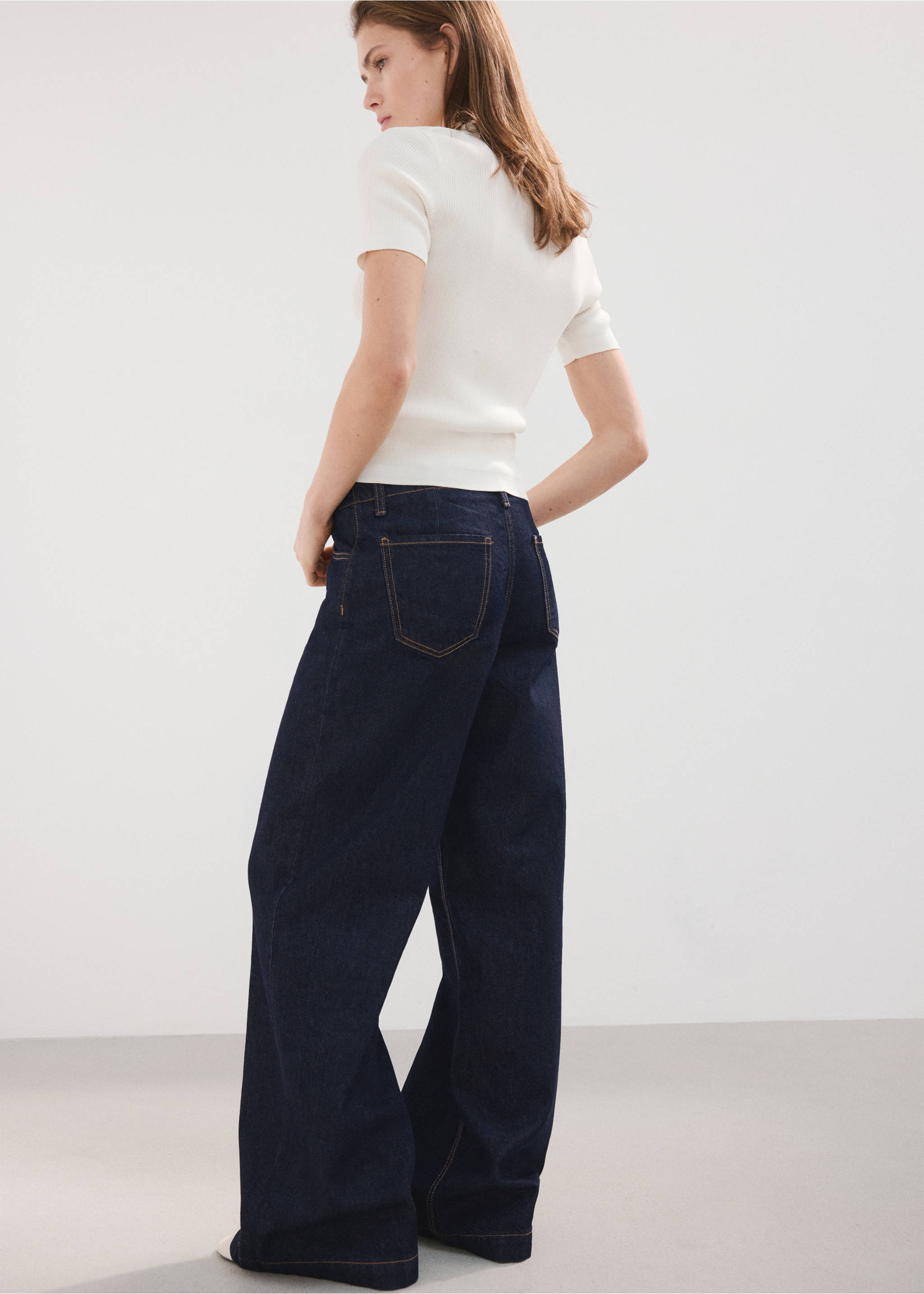 Wide leg mid-rise jeans - Reverse of the article, Open Blue. Ref: 27044073-00.
