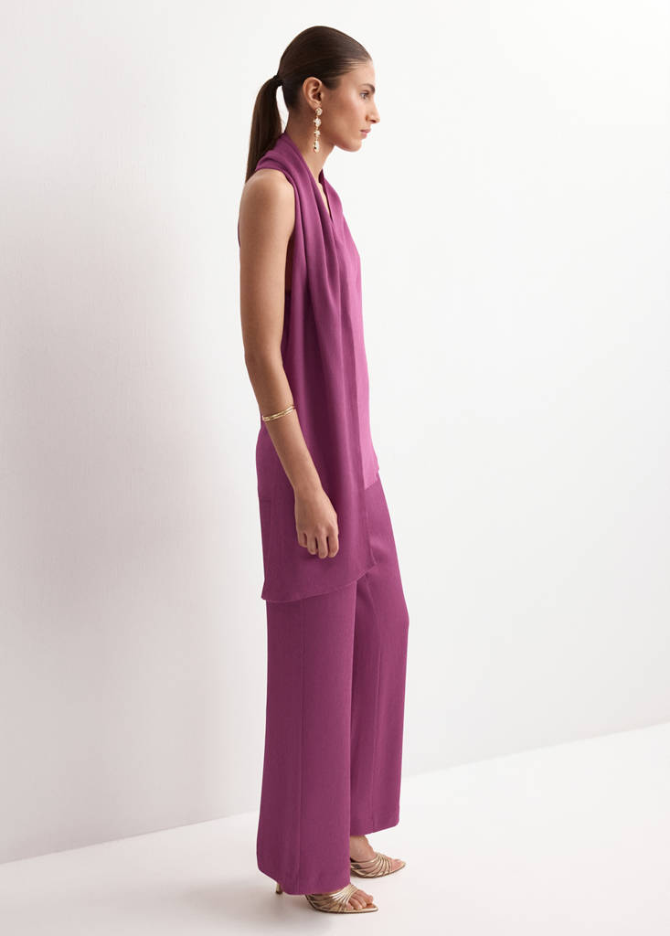 Satin straight-fit trousers — Light/Pastel Purple