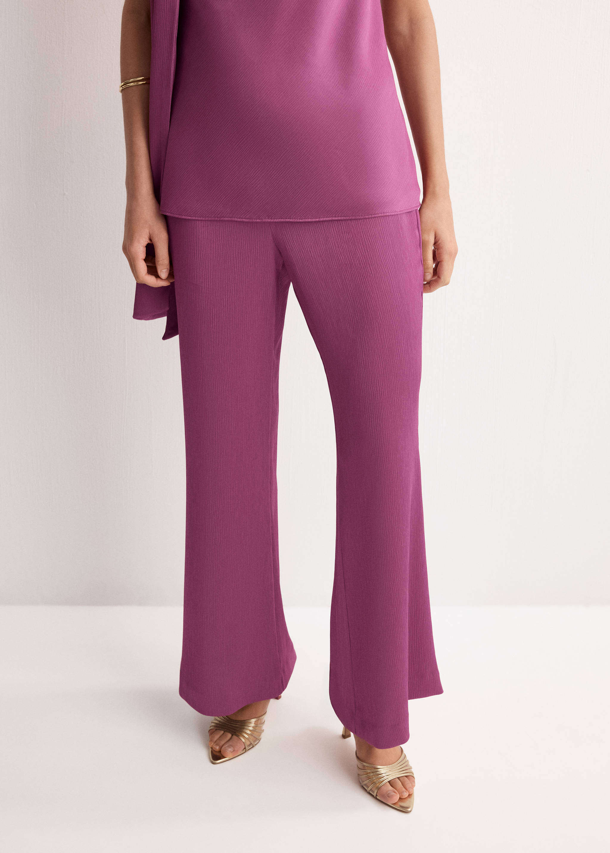 Satin straight-fit trousers - Medium plane