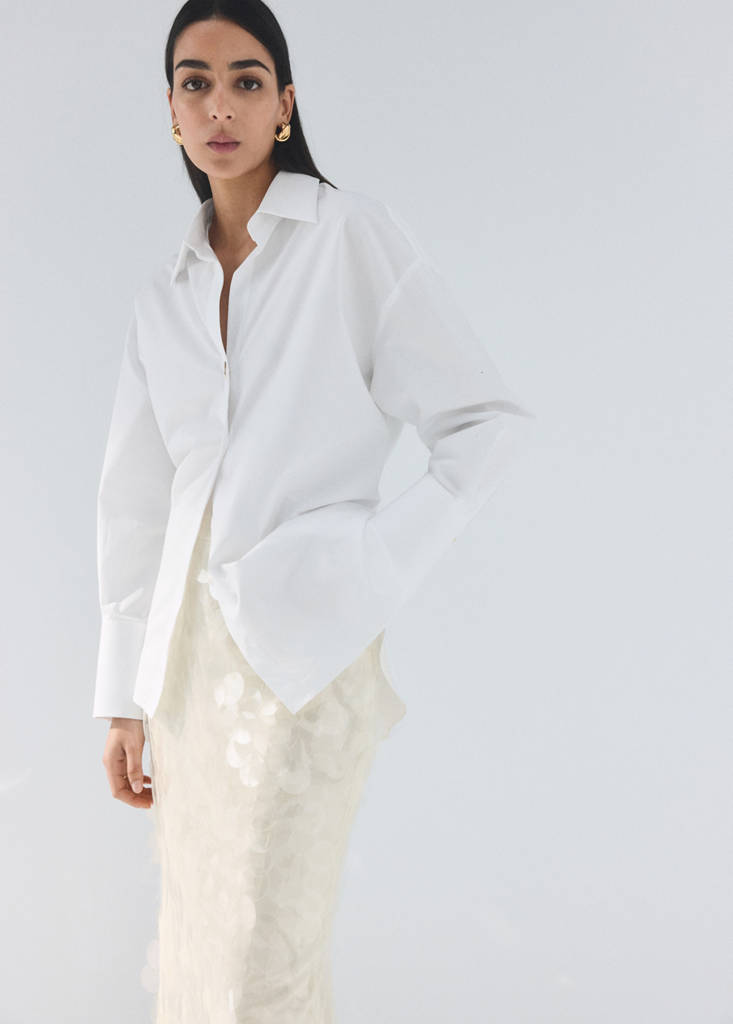Sequin midi skirt — Ecru