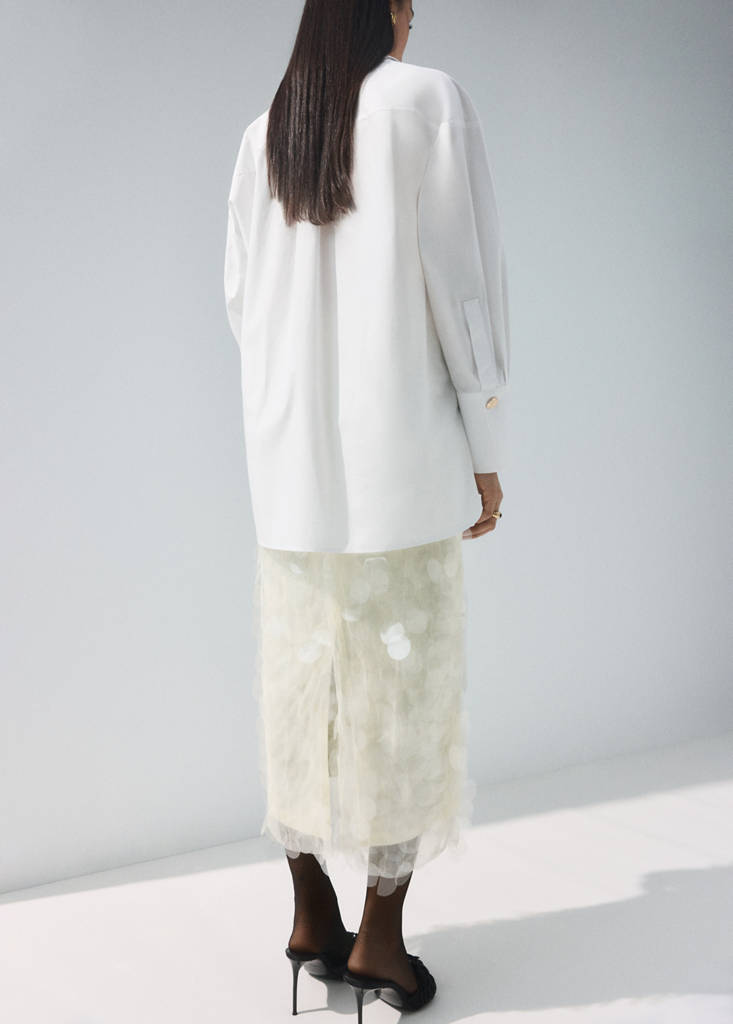 Sequin midi skirt — Ecru