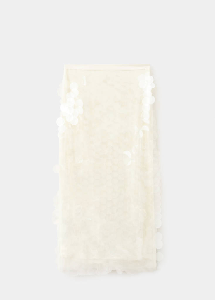 Sequin midi skirt — Ecru