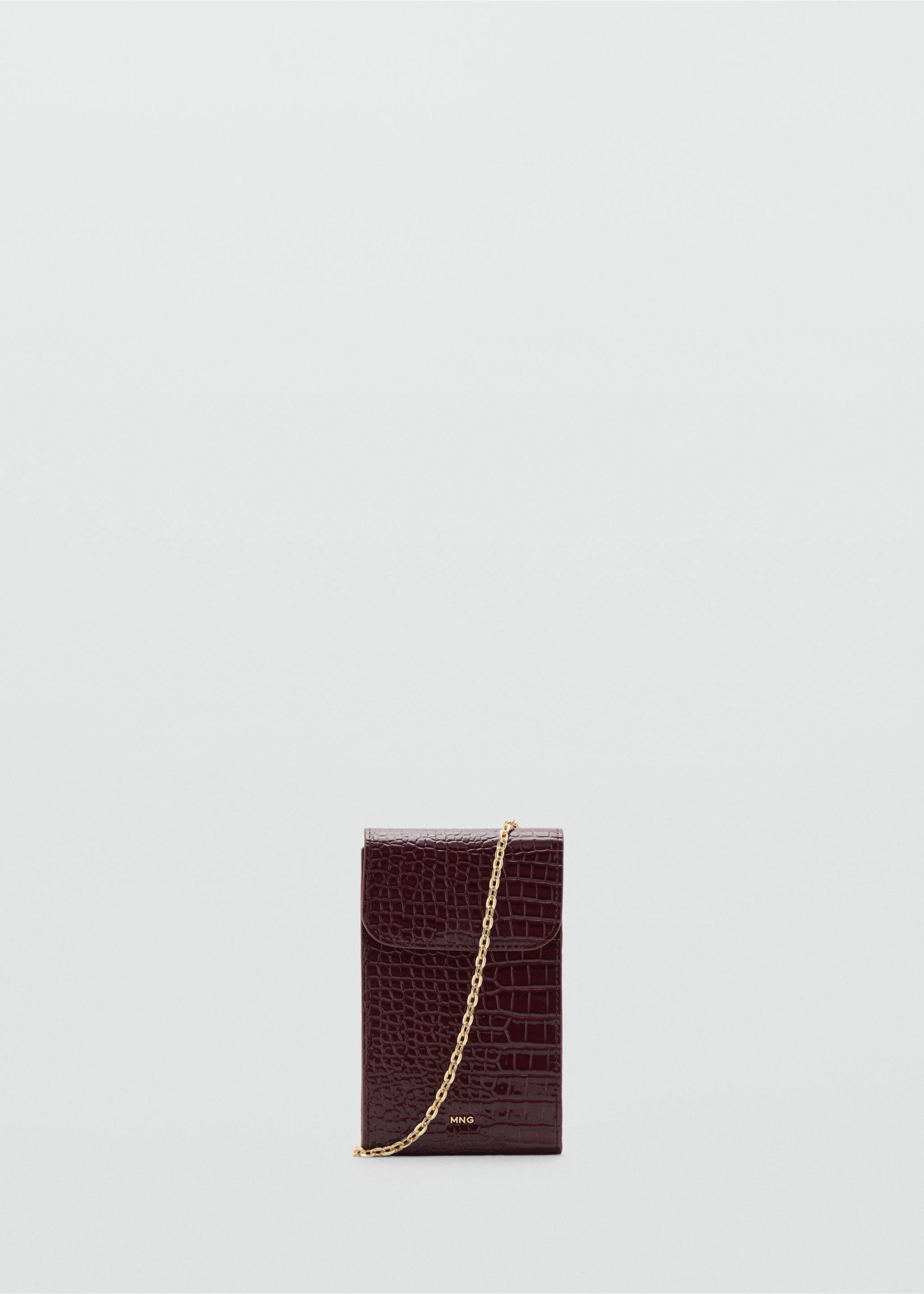 Чехол для телефона из блестящей кожи под крокодила - Изделие без модели, Бургундия. Ref: 27044077-00.