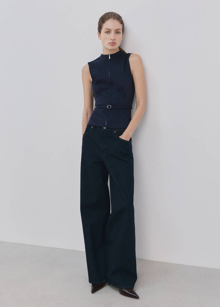 Zipper fitted waistcoat — Dark Navy