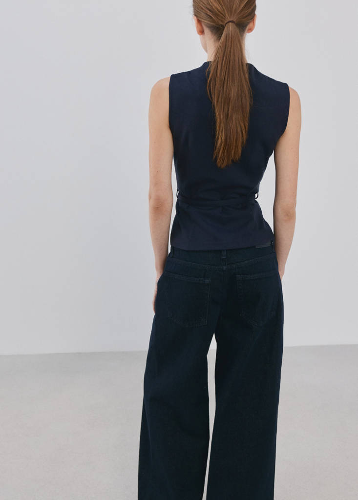 Zipper fitted waistcoat — Dark Navy