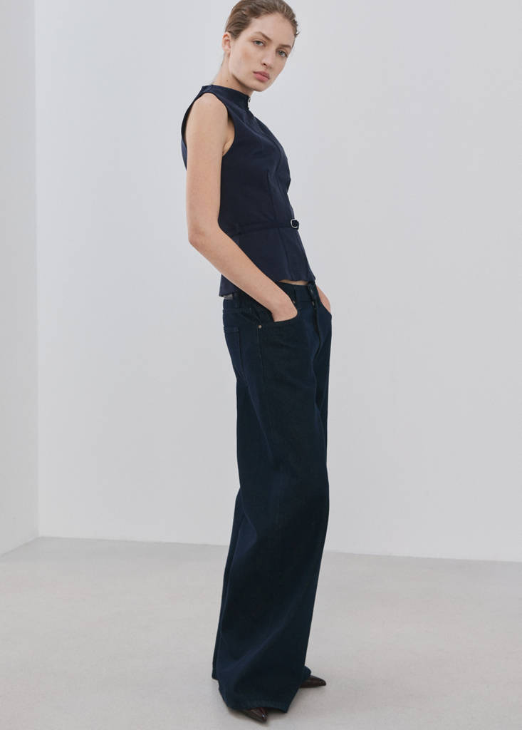 Zipper fitted waistcoat — Dark Navy