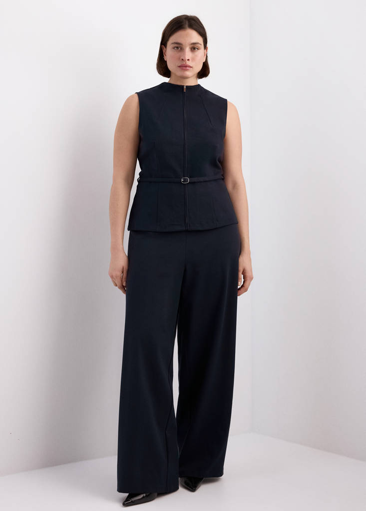 Zipper fitted waistcoat — Dark Navy