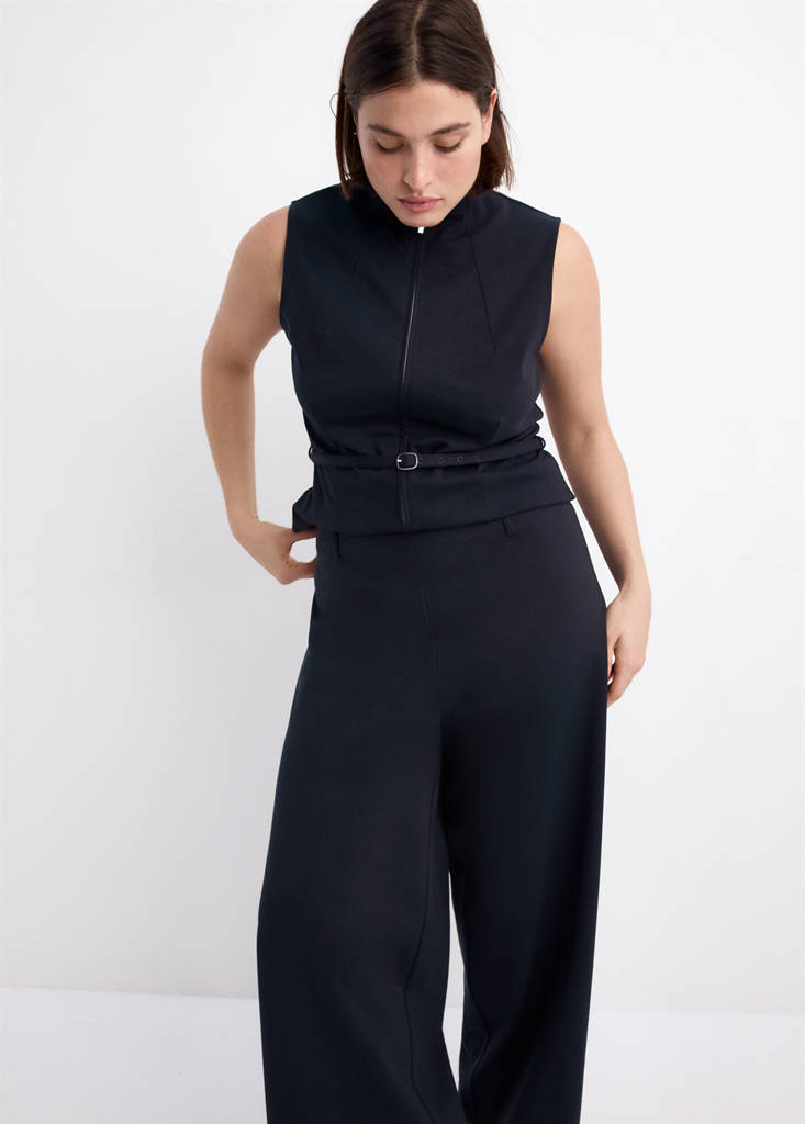 Zipper fitted waistcoat — Dark Navy